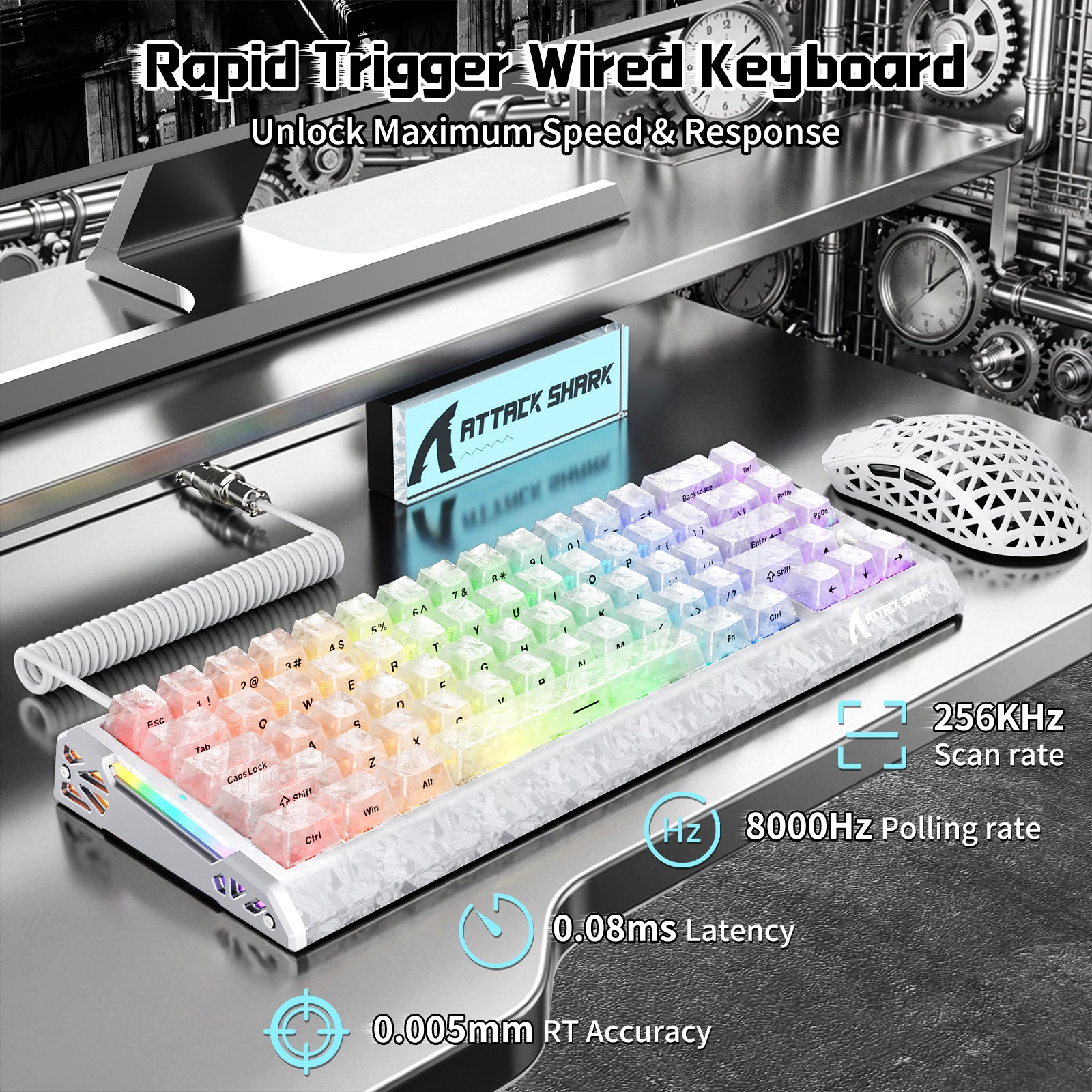ATTACK SHARK R68 HE & R5 ULTRA カーボンファイバー ゲーミングバンドル C01 ULTRA コイルケーブル付き