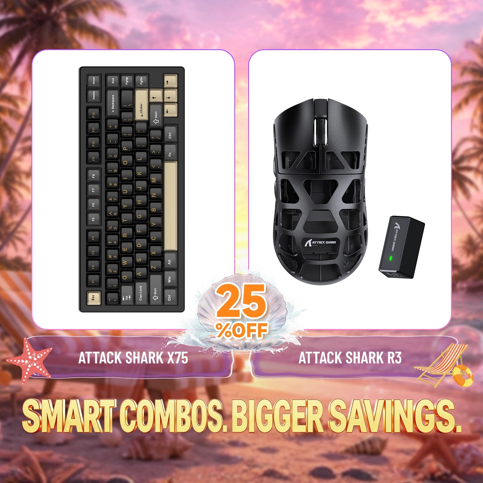 ATTACK SHARK X75 フルアルミニウムキーボード + R3 マグネシウム合金ゲーミングマウス バンドル
