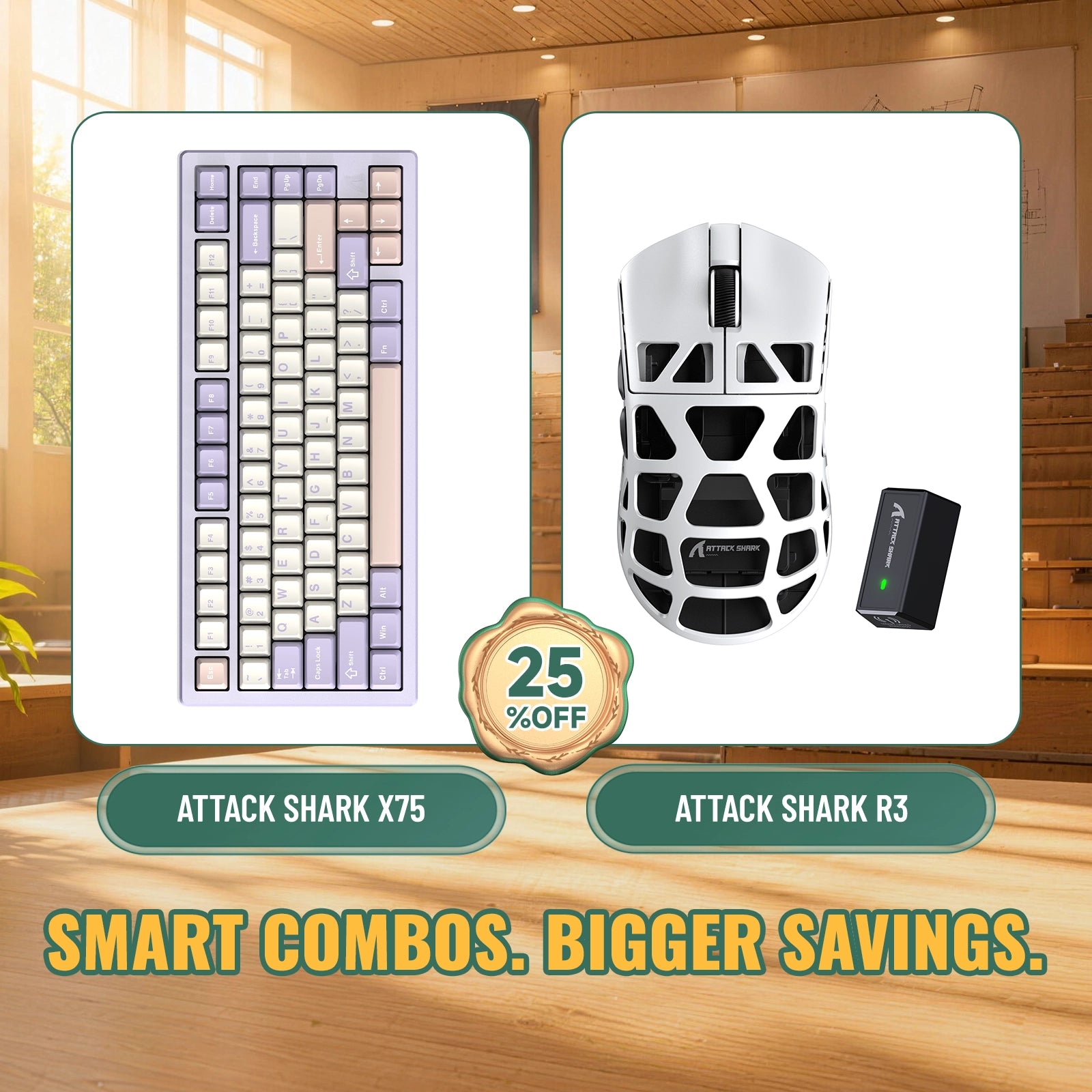 ATTACK SHARK X75 フルアルミニウムキーボード + R3 マグネシウム合金ゲーミングマウス バンドル