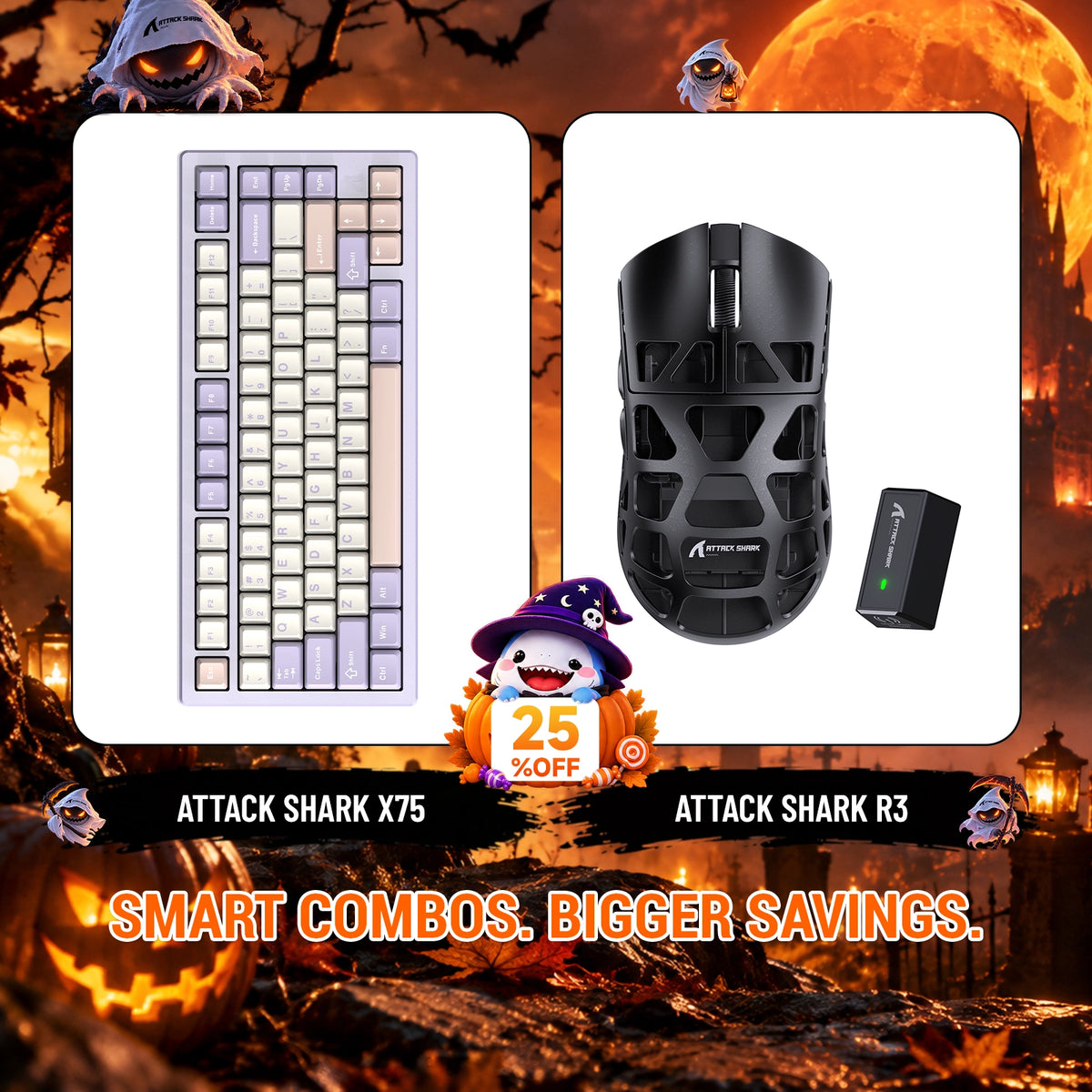 ATTACK SHARK X75 フルアルミニウムキーボード + R3 マグネシウム合金ゲーミングマウス バンドル