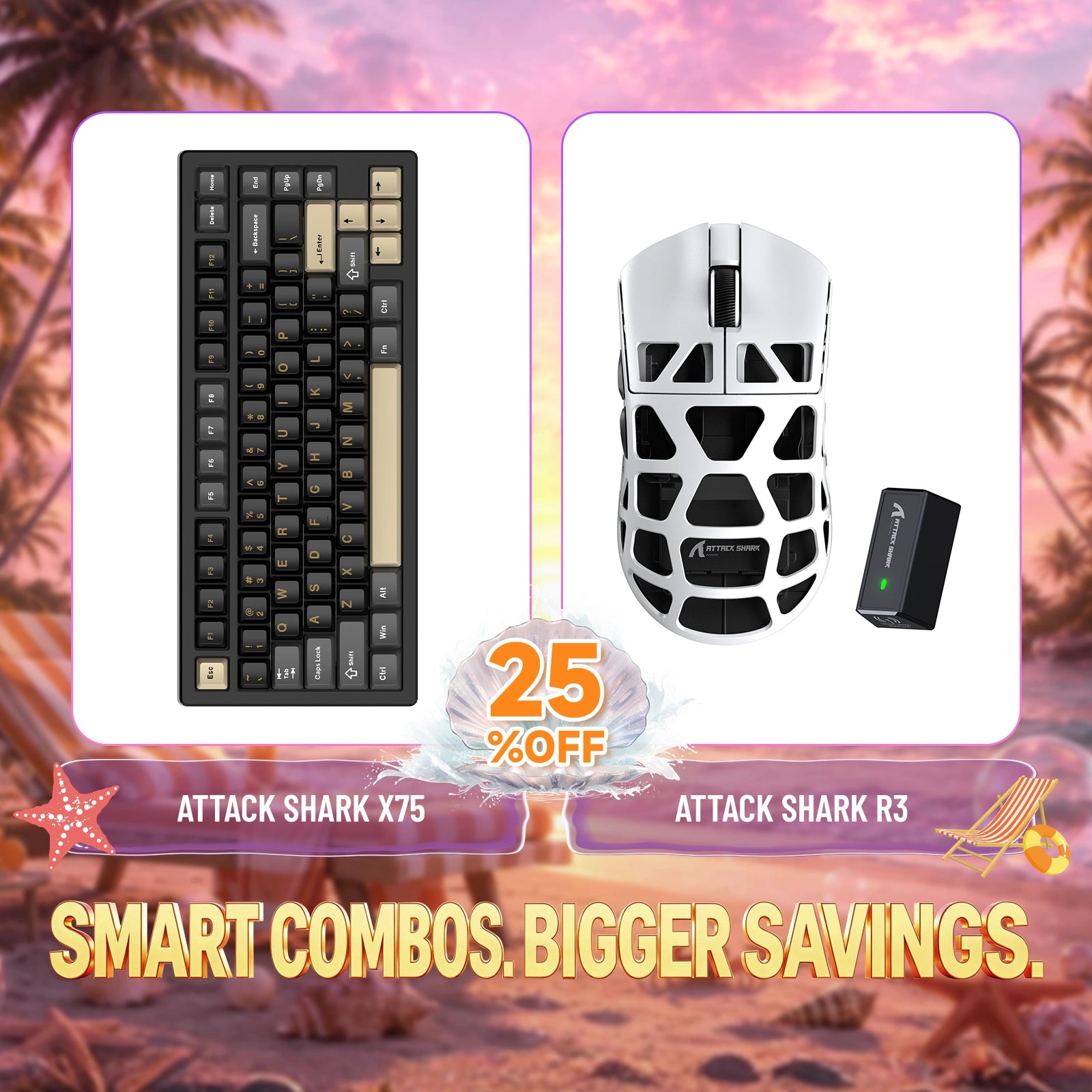 ATTACK SHARK X75 フルアルミニウムキーボード + R3 マグネシウム合金ゲーミングマウス バンドル