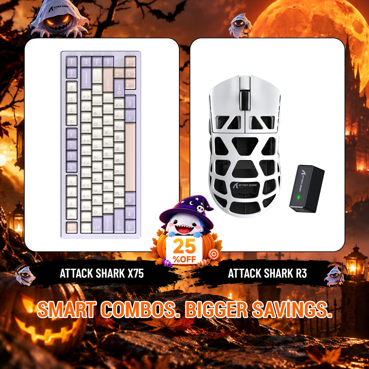 ATTACK SHARK X75 フルアルミニウムキーボード + R3 マグネシウム合金ゲーミングマウス バンドル