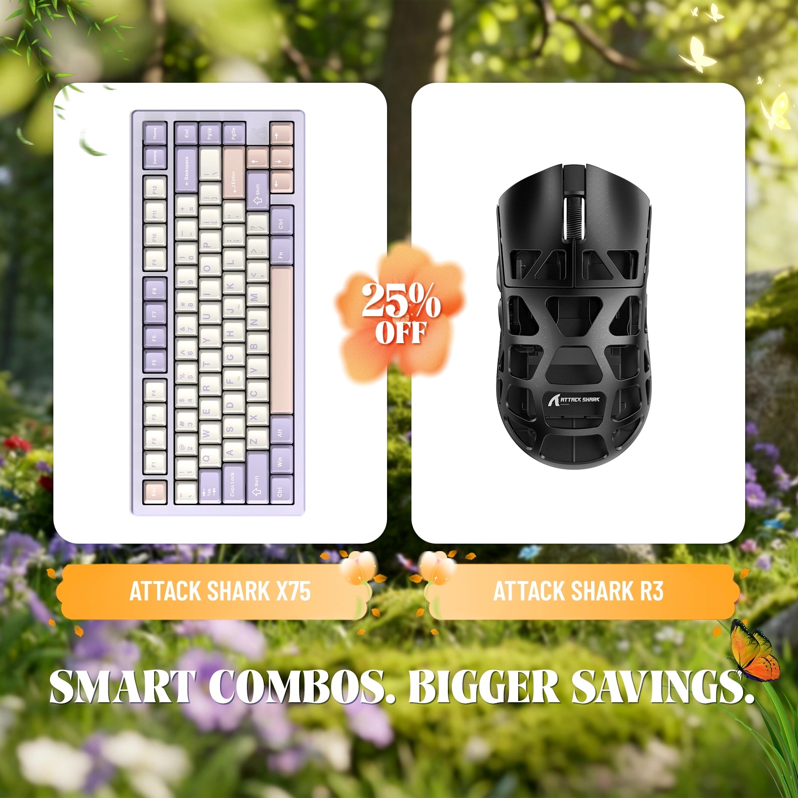 Attack Shark X75 full aluminum keyboard & R3 magnesium alloy mouse bundle, 25% off.