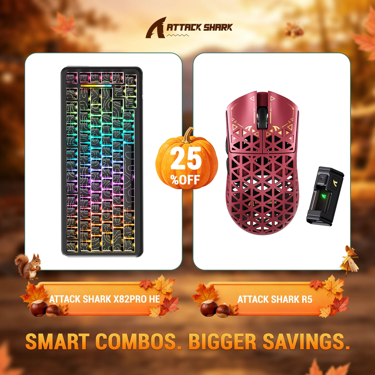 ATTACK SHARK X82 PRO HE ラピッドトリガーキーボード＋R5 カーボンファイバー製ワイヤレスゲーミングマウスセット