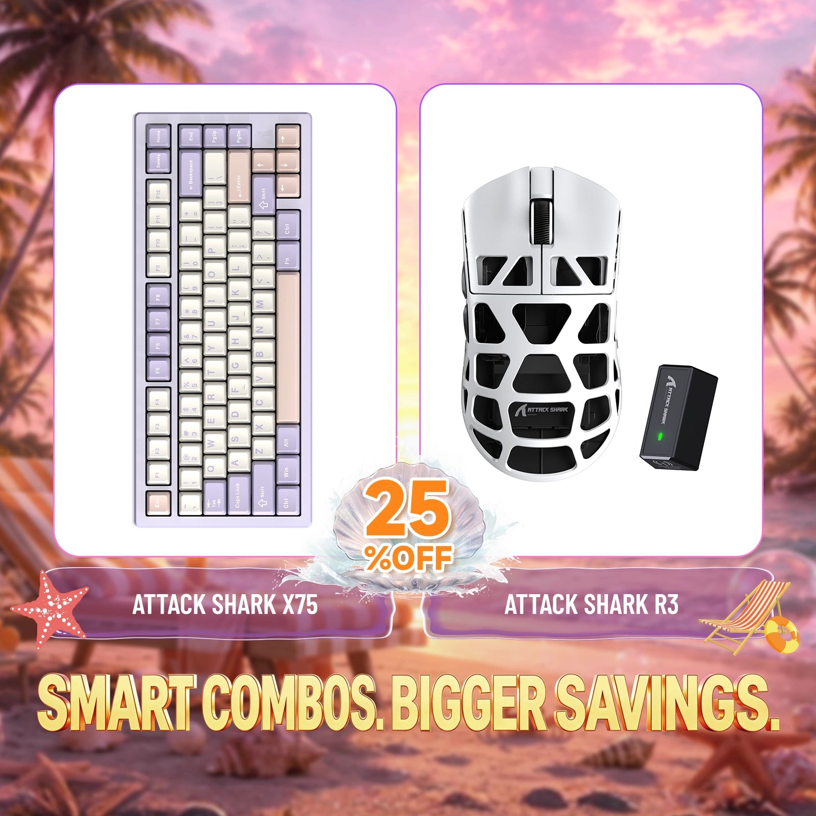 ATTACK SHARK X75 フルアルミニウムキーボード + R3 マグネシウム合金ゲーミングマウス バンドル