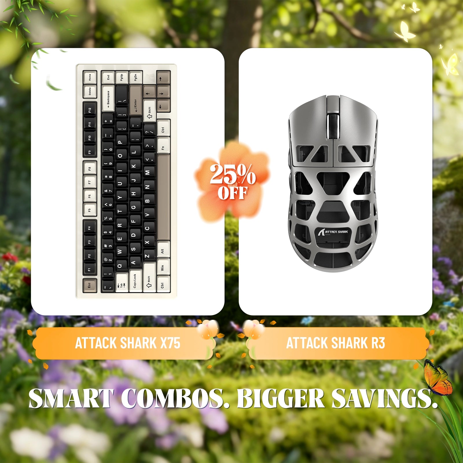 ATTACK SHARK X75 full aluminum keyboard and R3 magnesium alloy gaming mouse bundle.