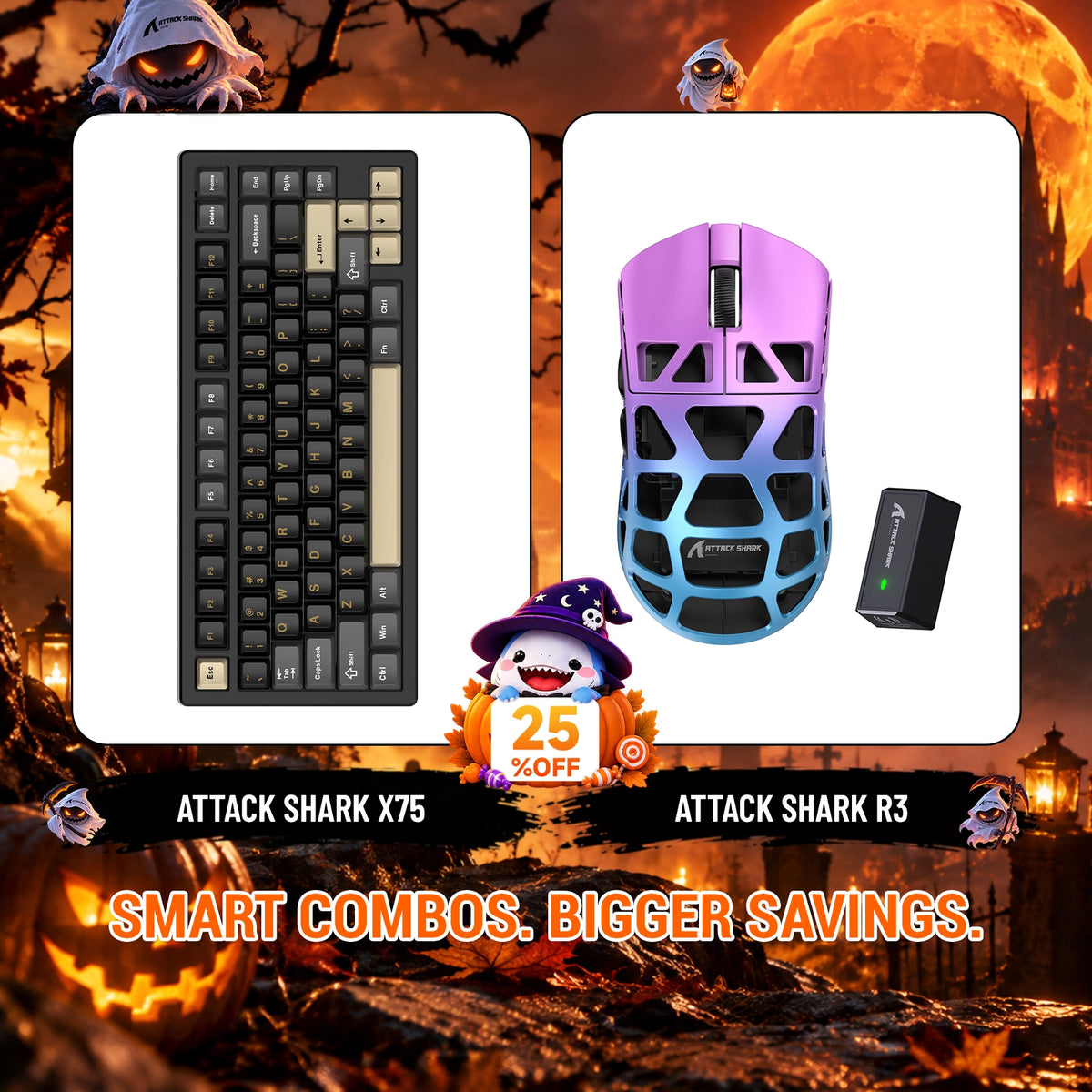 ATTACK SHARK X75 フルアルミニウムキーボード + R3 マグネシウム合金ゲーミングマウス バンドル