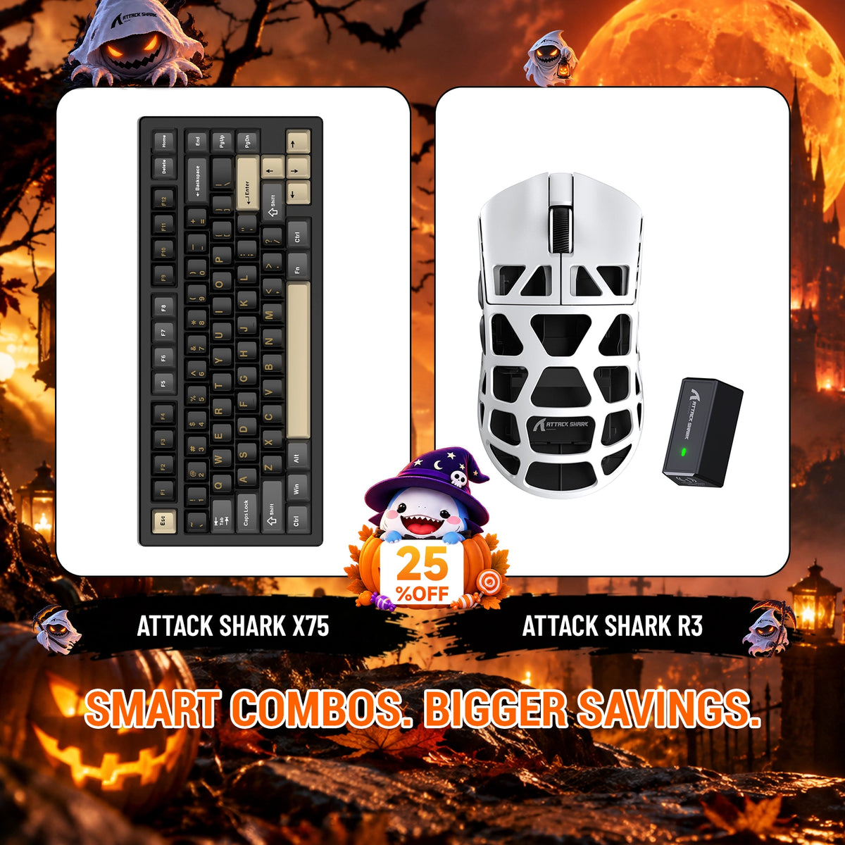 ATTACK SHARK X75 フルアルミニウムキーボード + R3 マグネシウム合金ゲーミングマウス バンドル