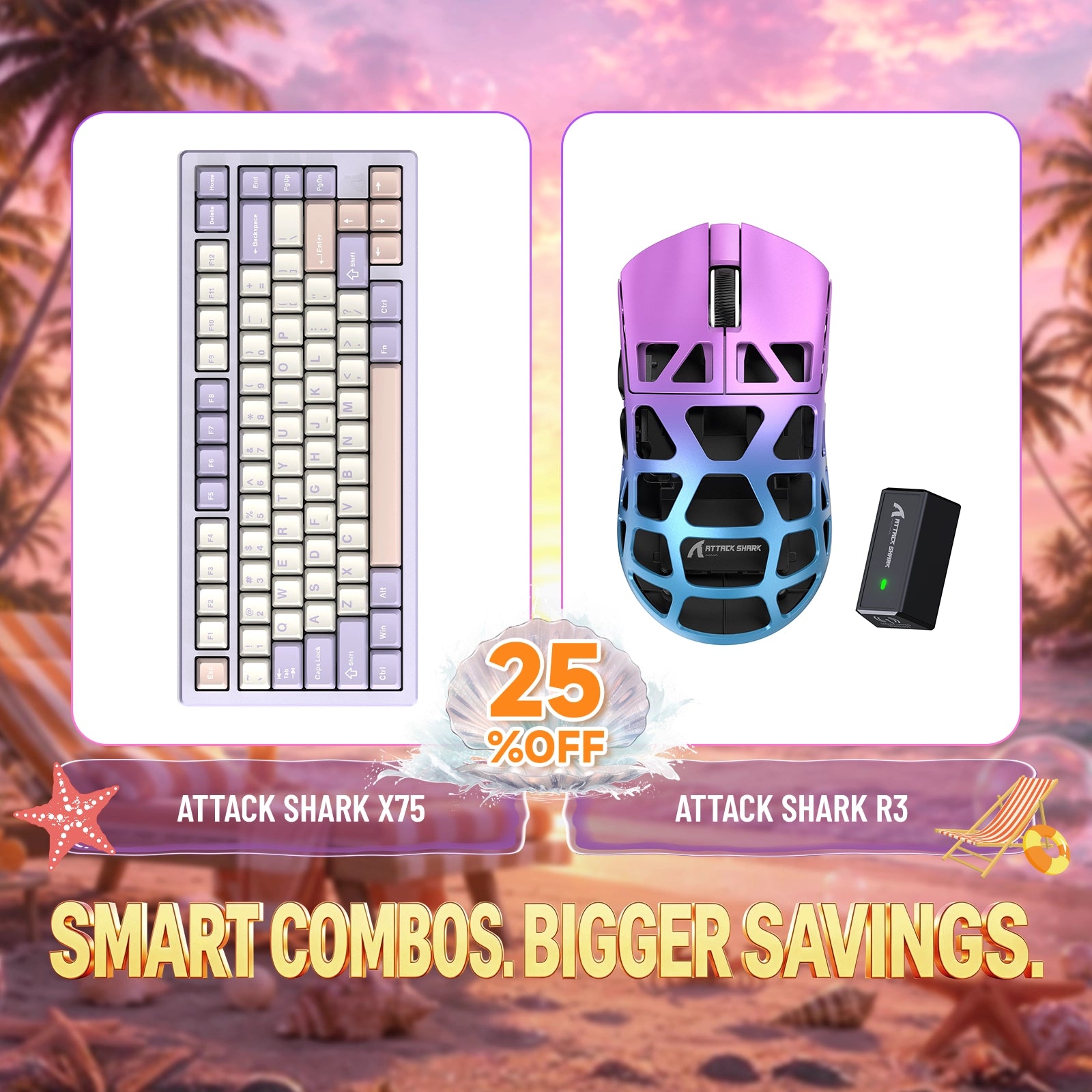 ATTACK SHARK X75 フルアルミニウムキーボード + R3 マグネシウム合金ゲーミングマウス バンドル