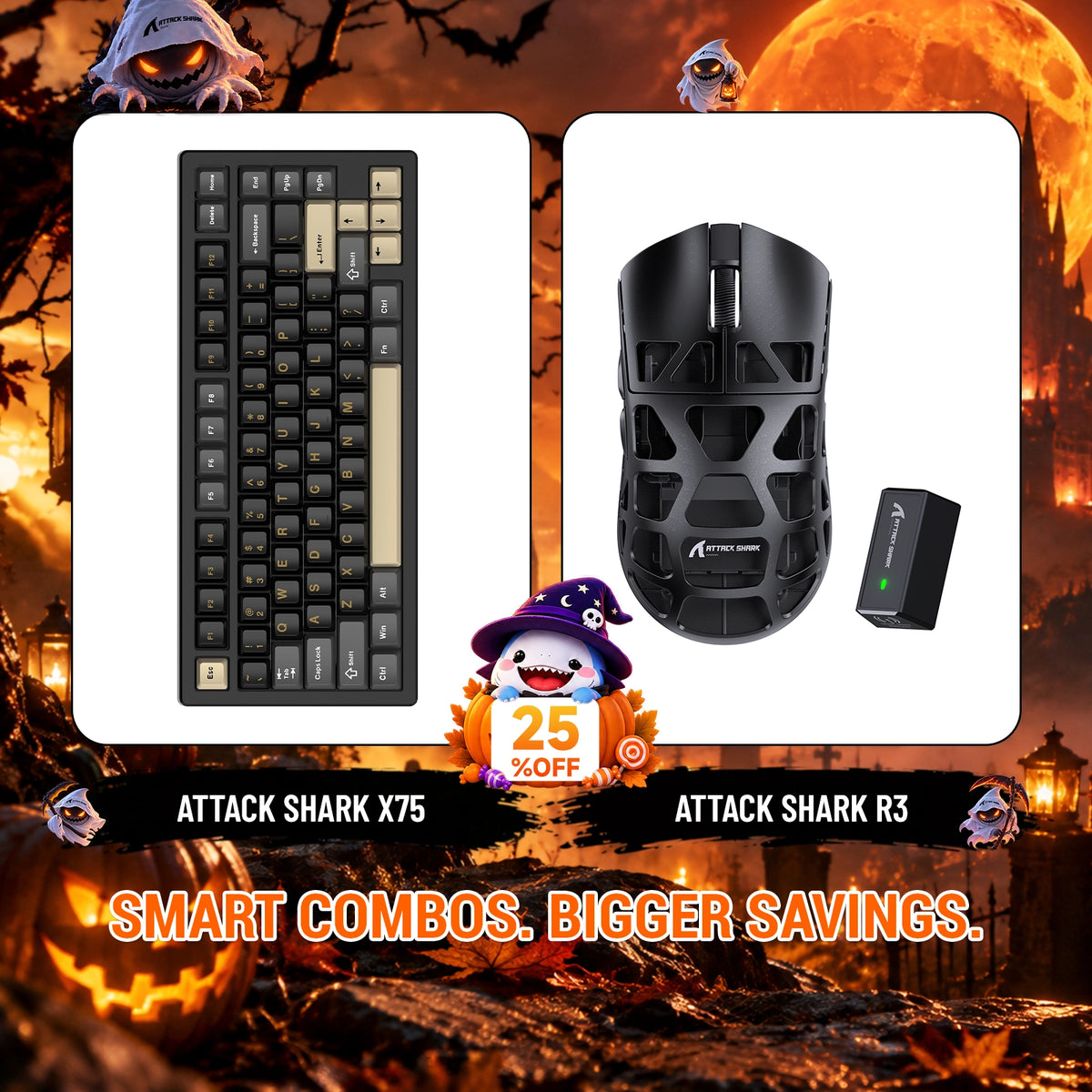 ATTACK SHARK X75 フルアルミニウムキーボード + R3 マグネシウム合金ゲーミングマウス バンドル