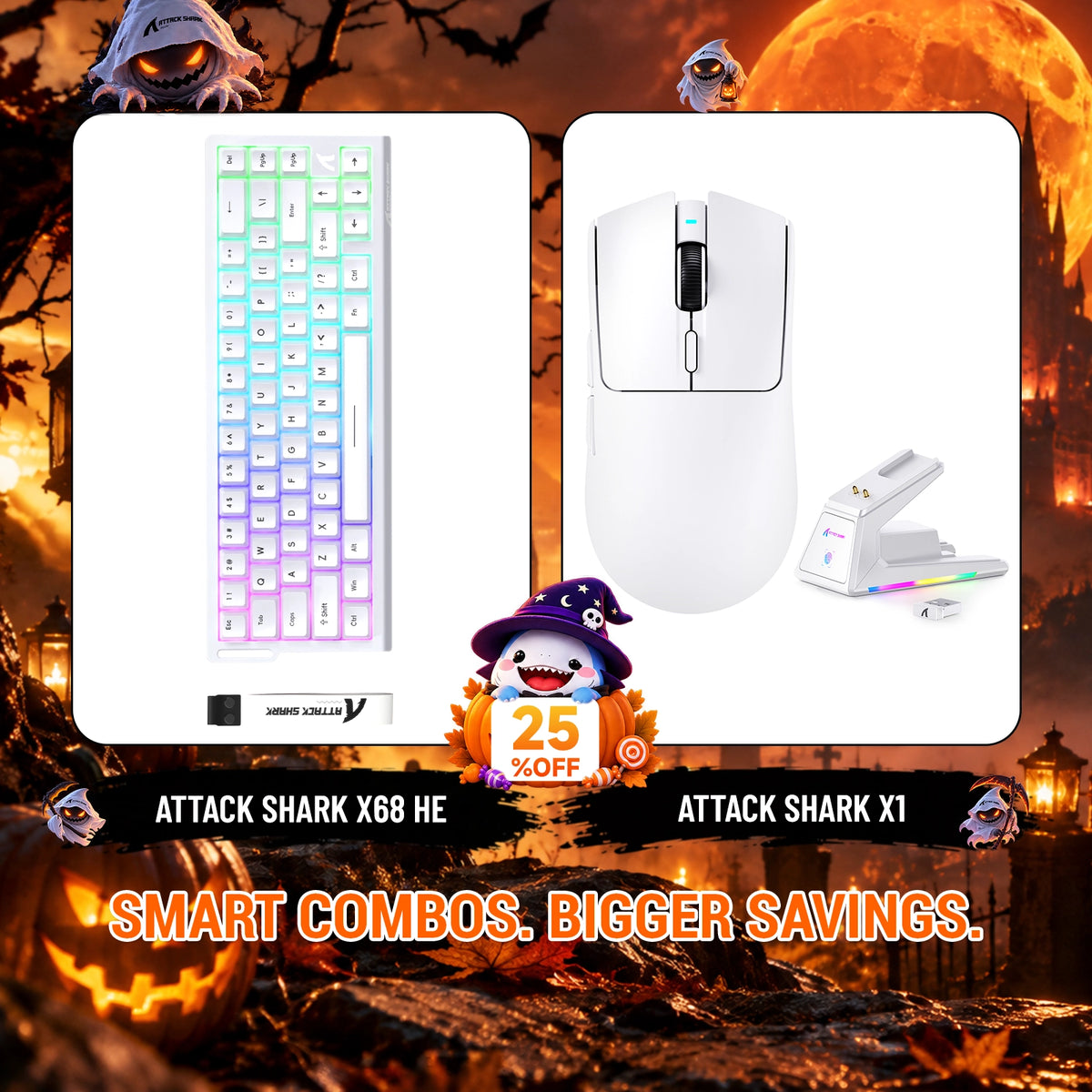 ATTACK SHARK X68HE ラピッドトリガーキーボード + X1 ワイヤレスゲーミングマウス バンドル