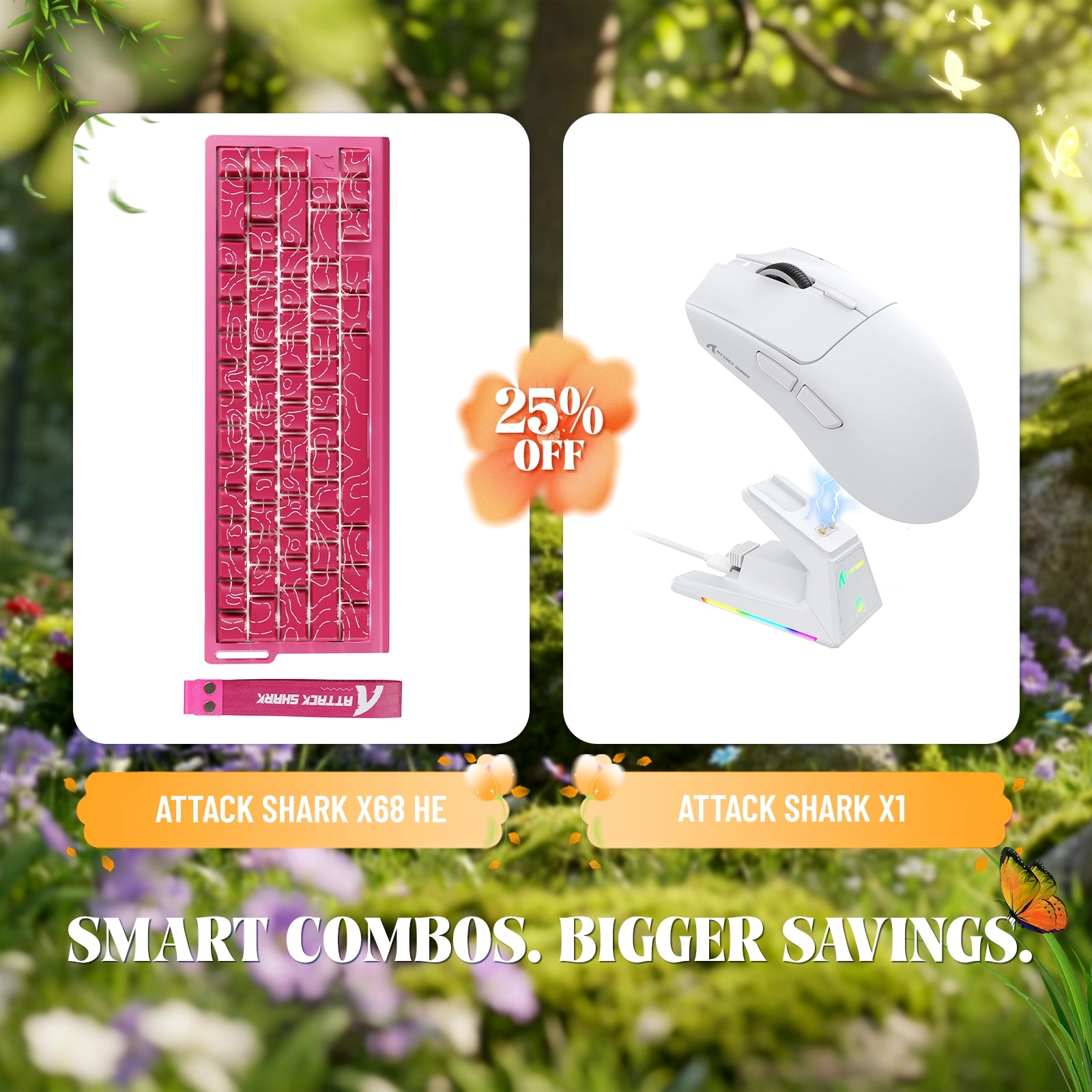 ATTACK SHARK X68HE ラピッドトリガーキーボード + X1 ワイヤレスゲーミングマウスバンドル