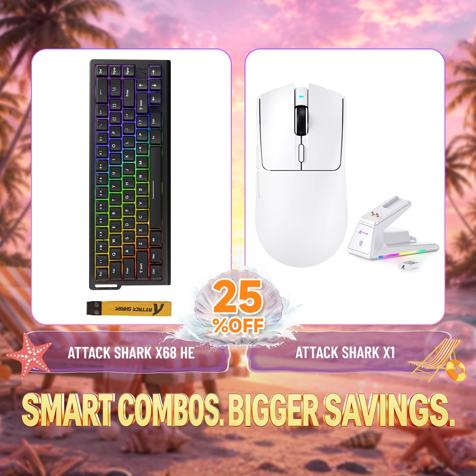 ATTACK SHARK X68HE ラピッドトリガーキーボード + X1 ワイヤレスゲーミングマウス バンドル