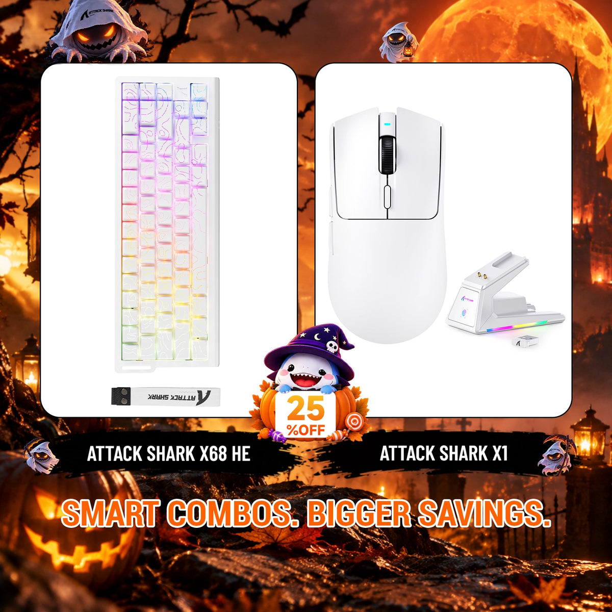ATTACK SHARK X68HE ラピッドトリガーキーボード + X1 ワイヤレスゲーミングマウス バンドル
