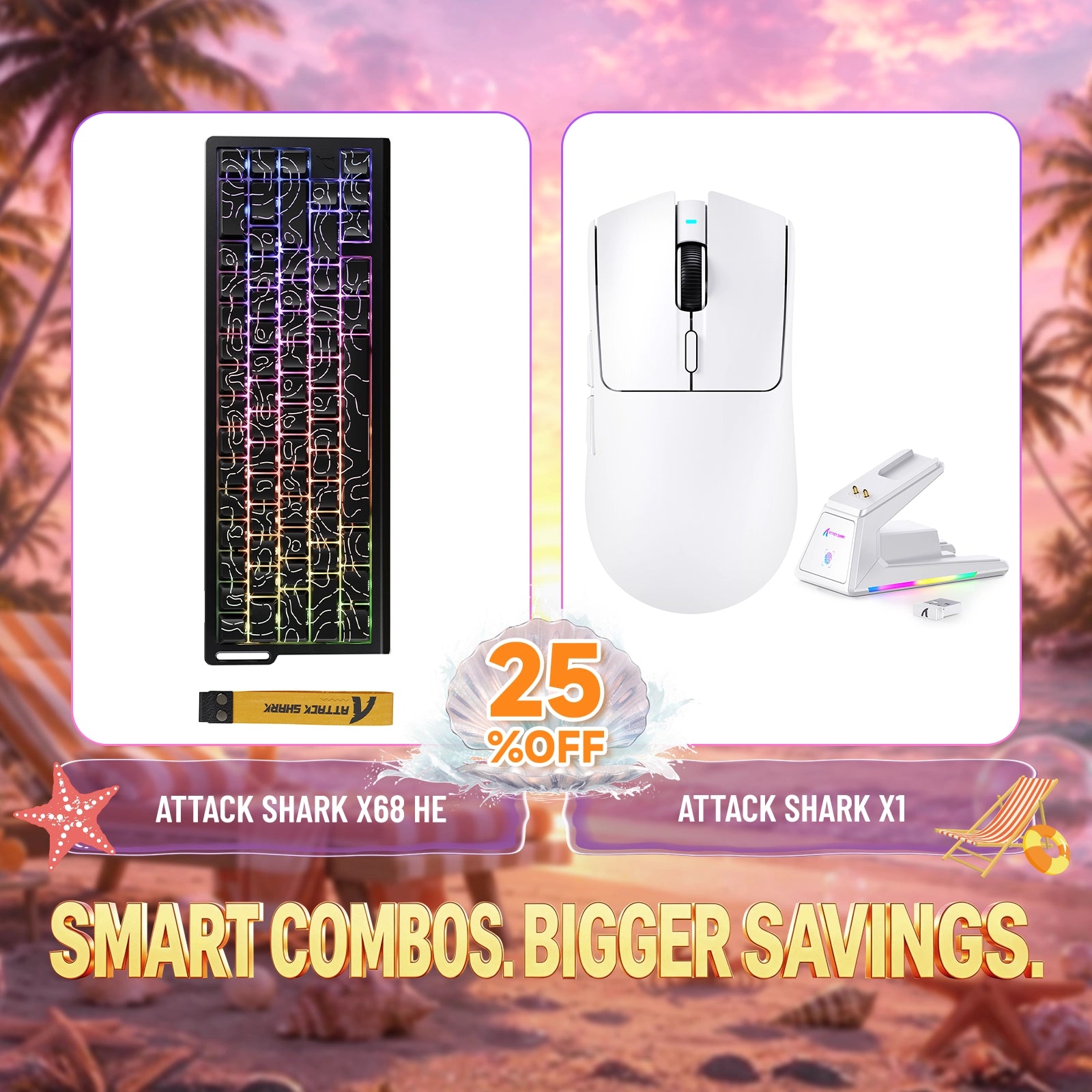 ATTACK SHARK X68HE ラピッドトリガーキーボード + X1 ワイヤレスゲーミングマウス バンドル