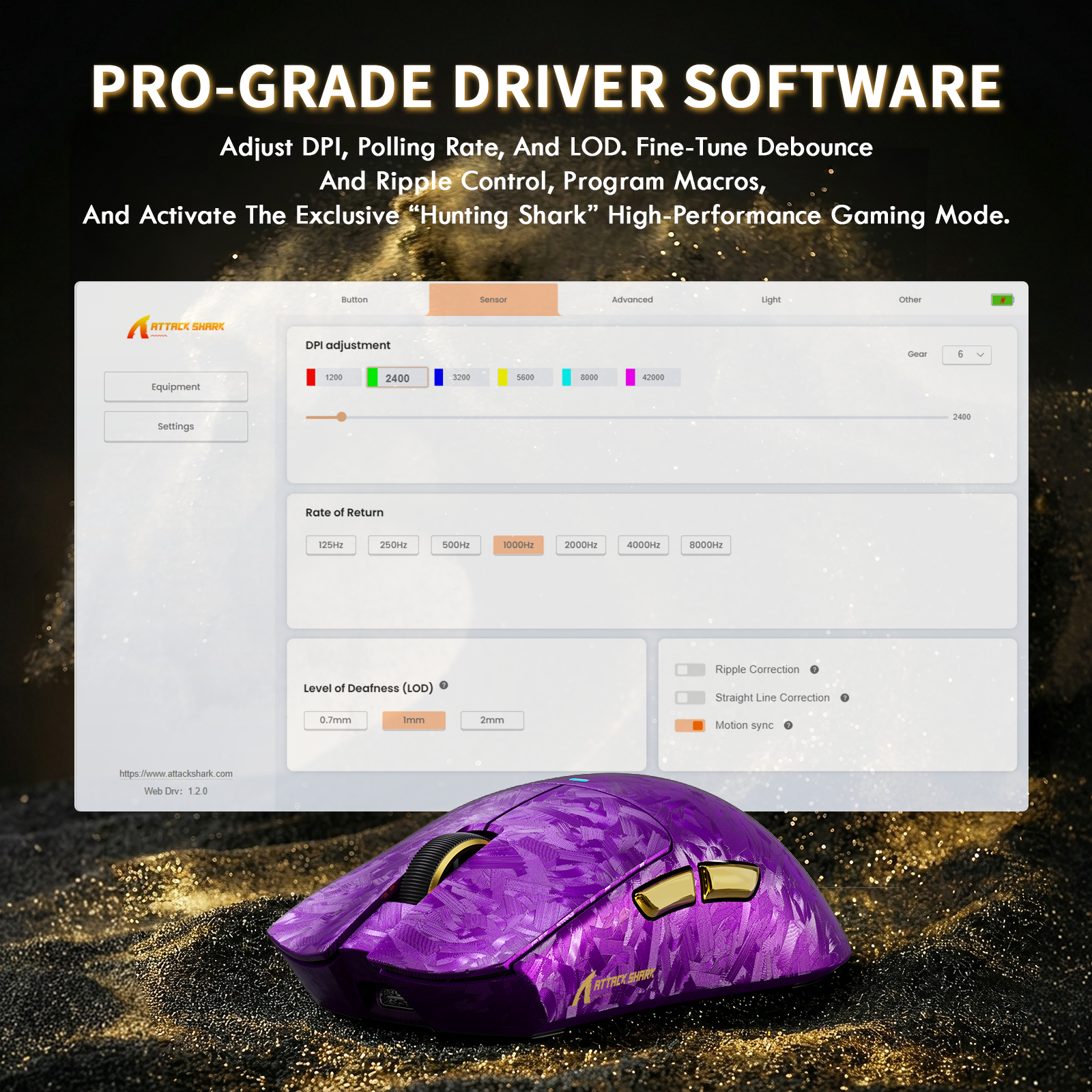 ATTACK SHARK X11 ULTRA カーボンファイバー ワイヤレスゲーミングマウス（C06 Ultra LEDケーブル付き）