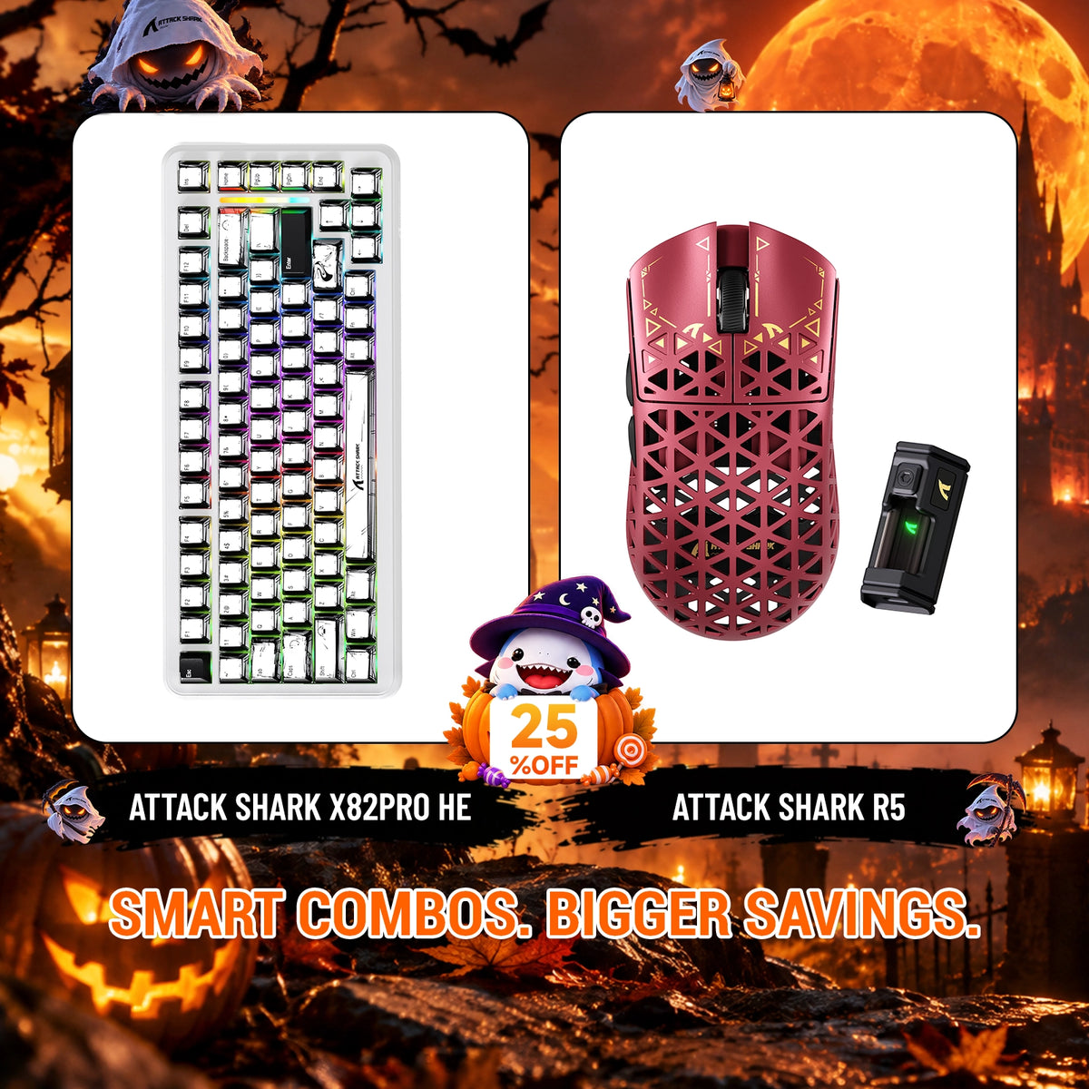 ATTACK SHARK X82 PRO HE ラピッドトリガーキーボード＋R5 カーボンファイバー製ワイヤレスゲーミングマウスセット