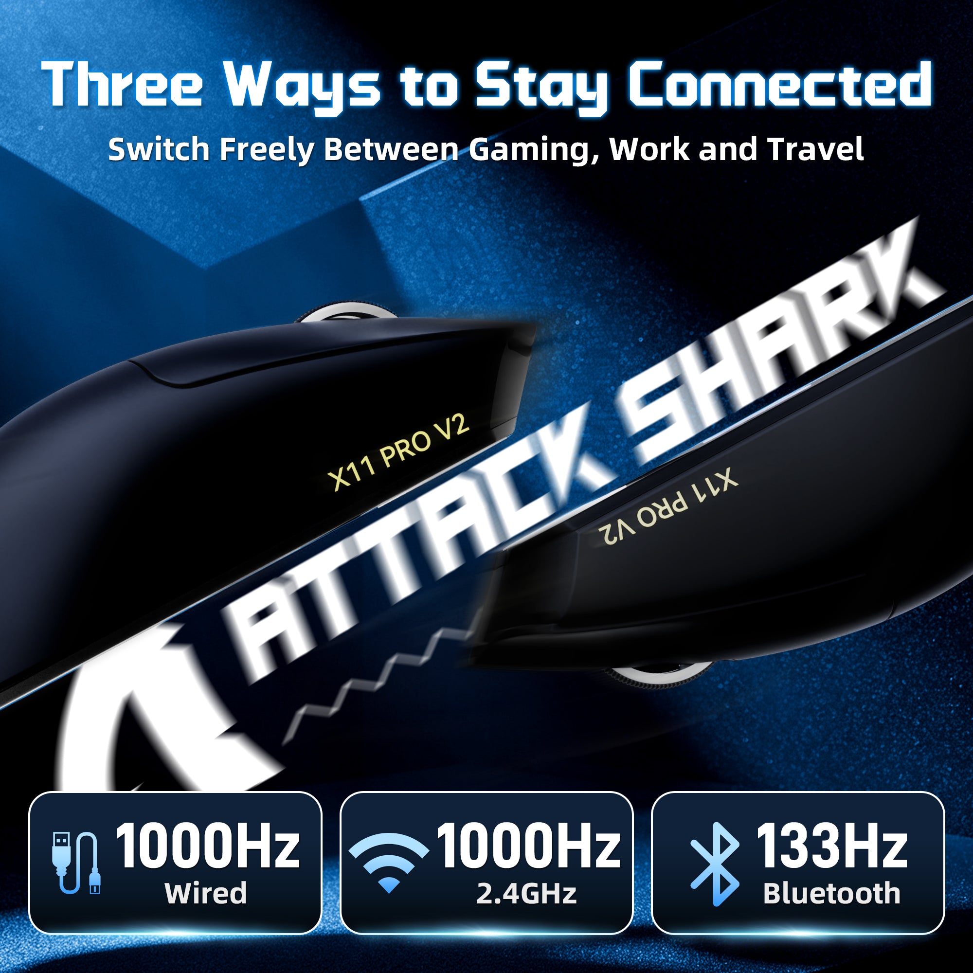 ATTACK SHARK X11 PRO V2 ワイヤレスゲーミングマウス TFTディスプレイ付き充電ドック