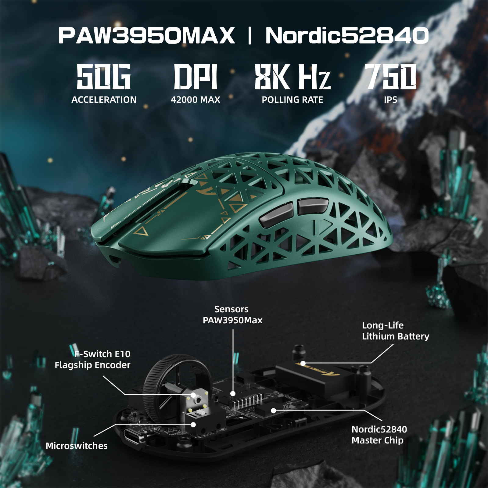 ATTACK SHARK R5 ULTRA カーボンファイバー ワイヤレス 8K PAW3950MAX ゲーミングマウス