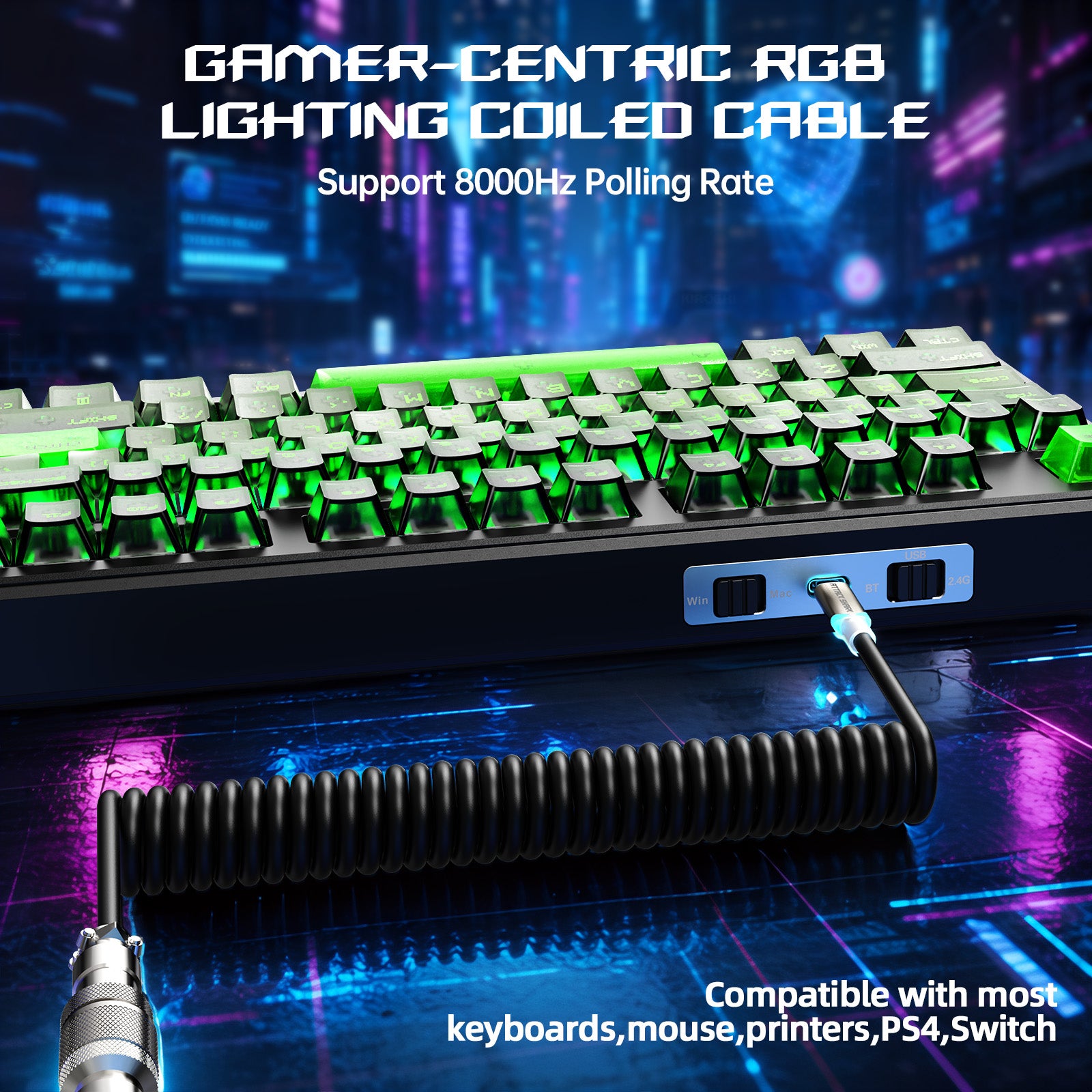 ATTACK SHARK X87 ULTRA ワイヤレス ゲーミングキーボード 8KHz レシーバー＆RGBコイルケーブル付き