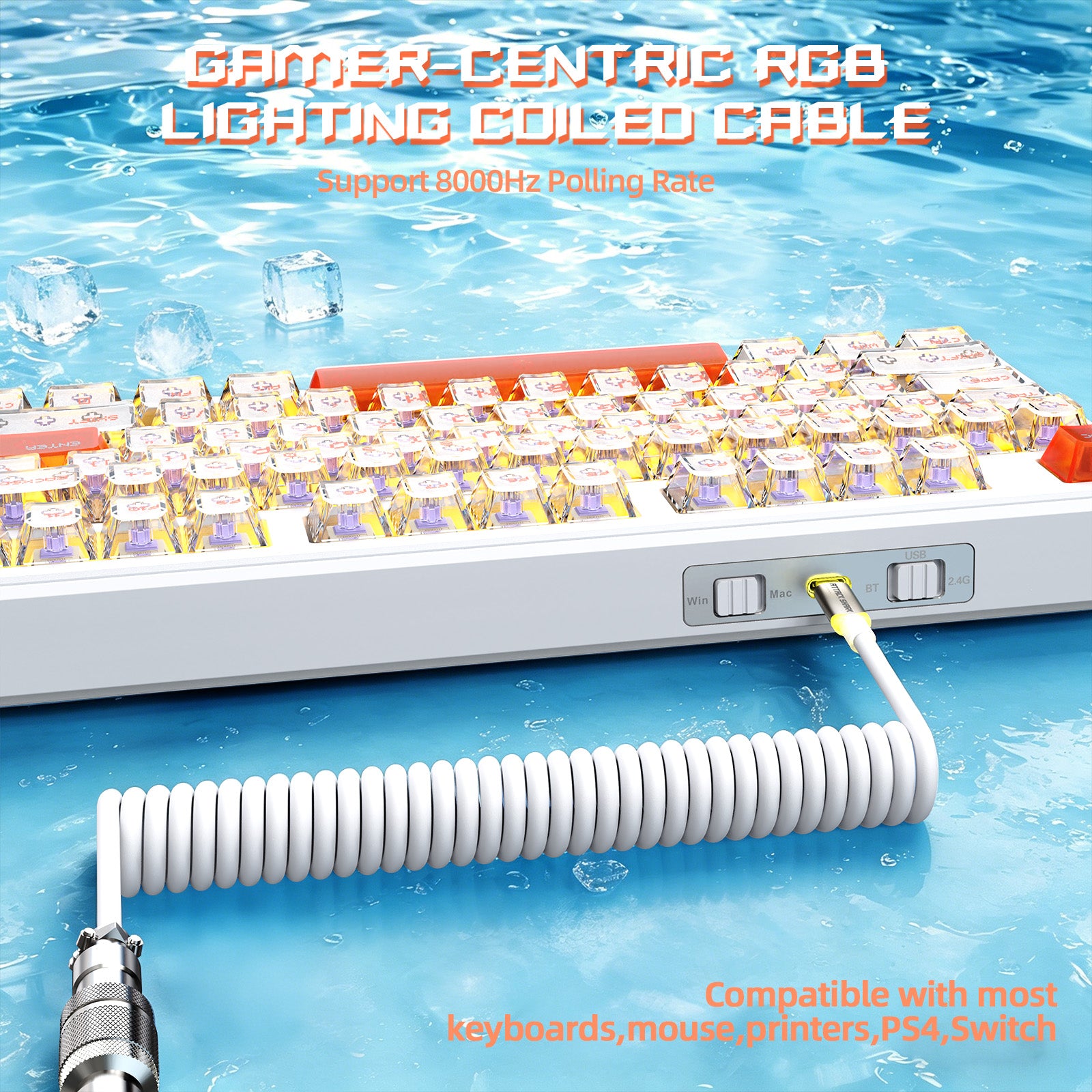 ATTACK SHARK X87 ULTRA ワイヤレス ゲーミングキーボード 8KHz レシーバー＆RGBコイルケーブル付き