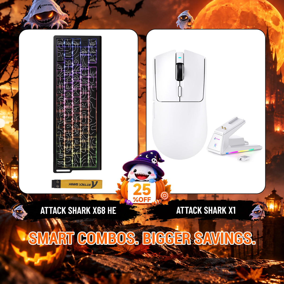 ATTACK SHARK X68HE ラピッドトリガーキーボード + X1 ワイヤレスゲーミングマウス バンドル