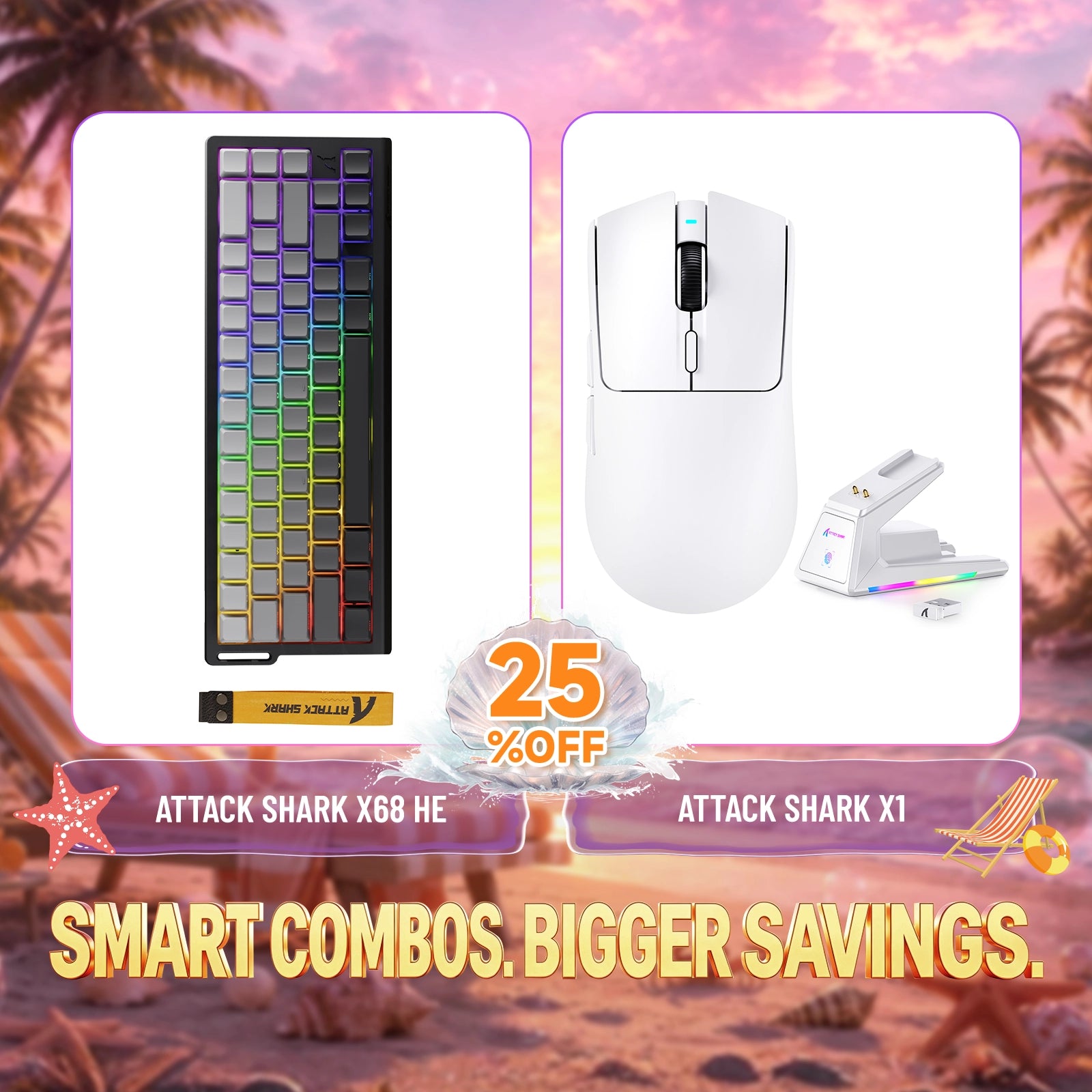 ATTACK SHARK X68HE ラピッドトリガーキーボード + X1 ワイヤレスゲーミングマウス バンドル