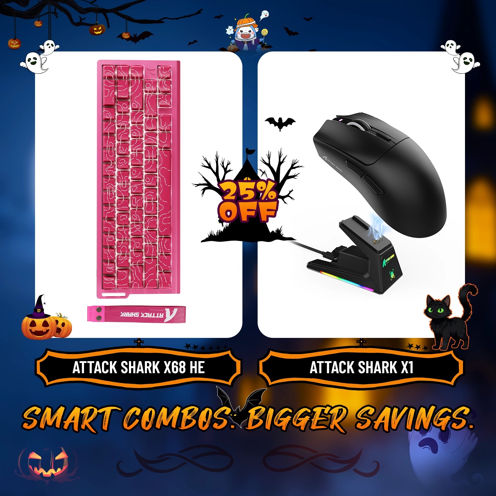 ATTACK SHARK X68HE ラピッドトリガーキーボード + X1 ワイヤレスゲーミングマウスバンドル