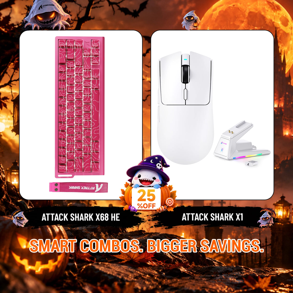 ATTACK SHARK X68HE ラピッドトリガーキーボード + X1 ワイヤレスゲーミングマウス バンドル
