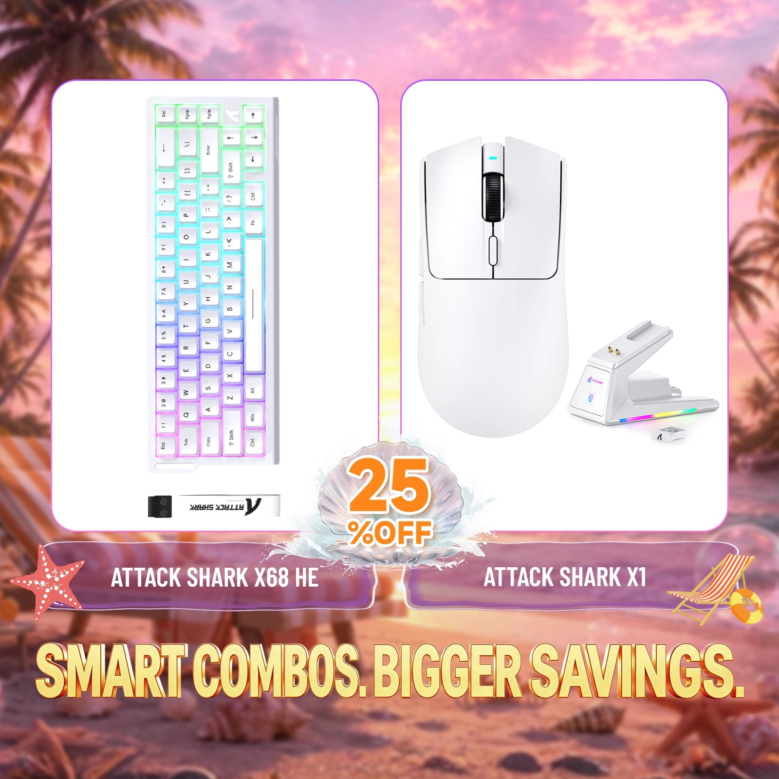ATTACK SHARK X68HE ラピッドトリガーキーボード + X1 ワイヤレスゲーミングマウス バンドル