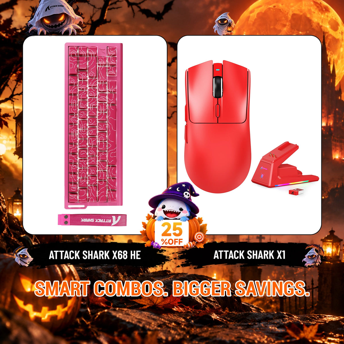 ATTACK SHARK X68HE ラピッドトリガーキーボード + X1 ワイヤレスゲーミングマウス バンドル