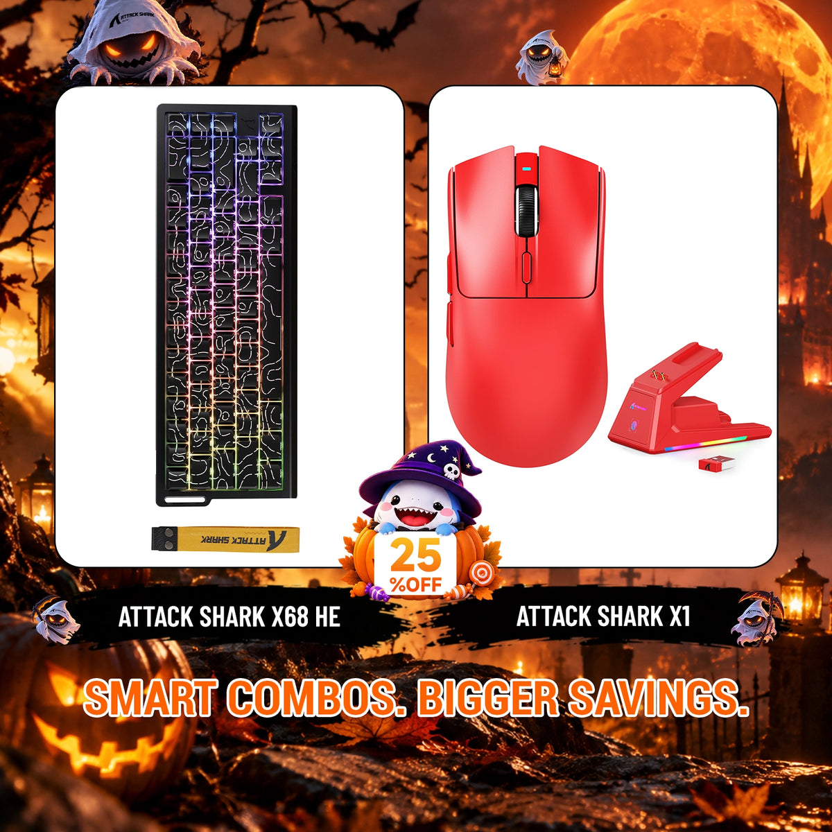 ATTACK SHARK X68HE ラピッドトリガーキーボード + X1 ワイヤレスゲーミングマウス バンドル