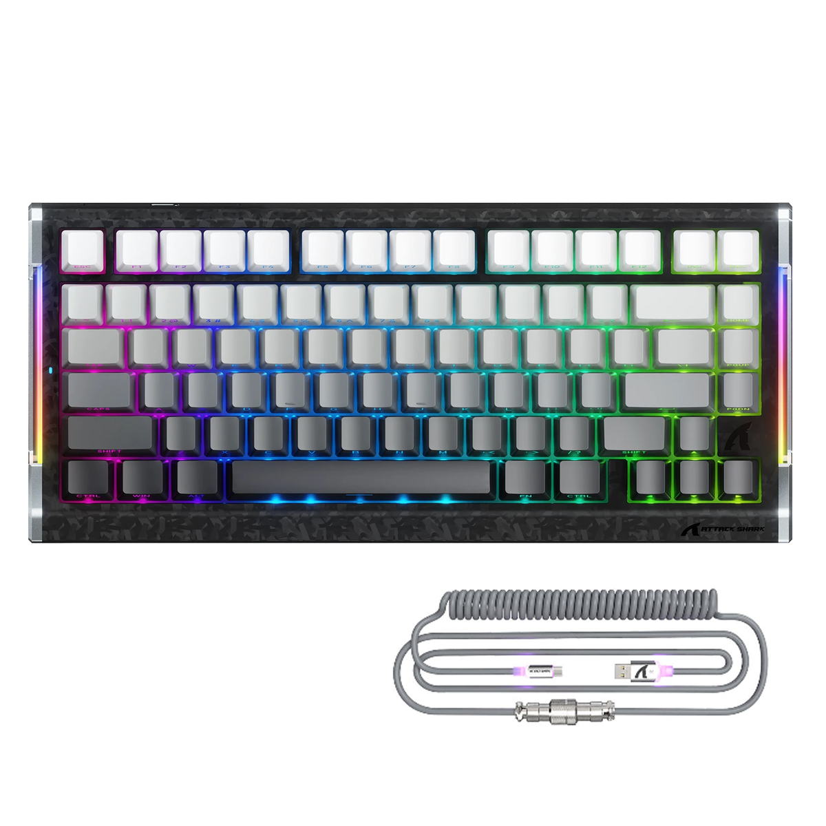 ATTACK SHARK R86 HE カーボンファイバー 有線 ラピッドトリガー マグネットスイッチ ゲーミングキーボード C01 ULTRA RGB コイルケーブル