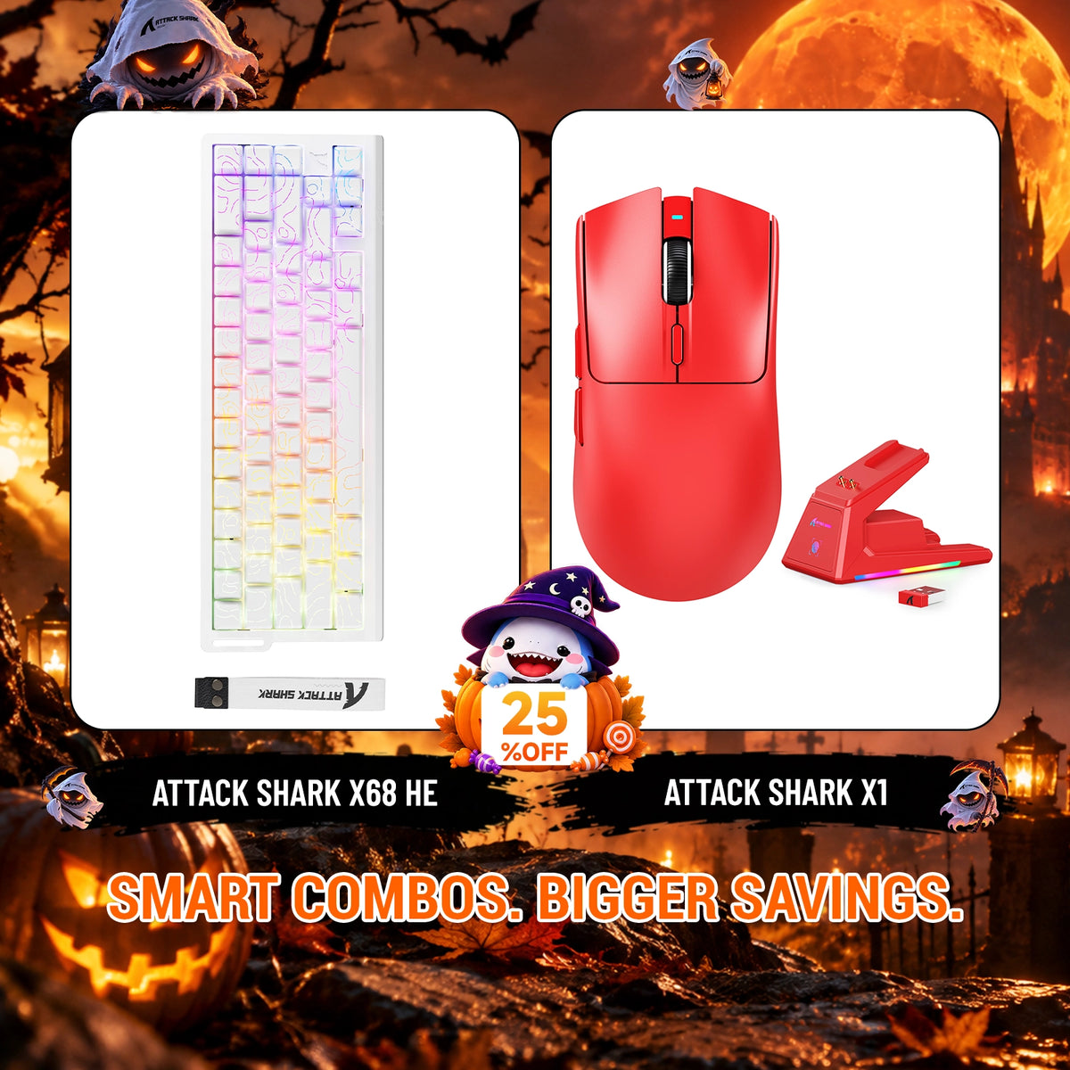 ATTACK SHARK X68HE ラピッドトリガーキーボード + X1 ワイヤレスゲーミングマウス バンドル