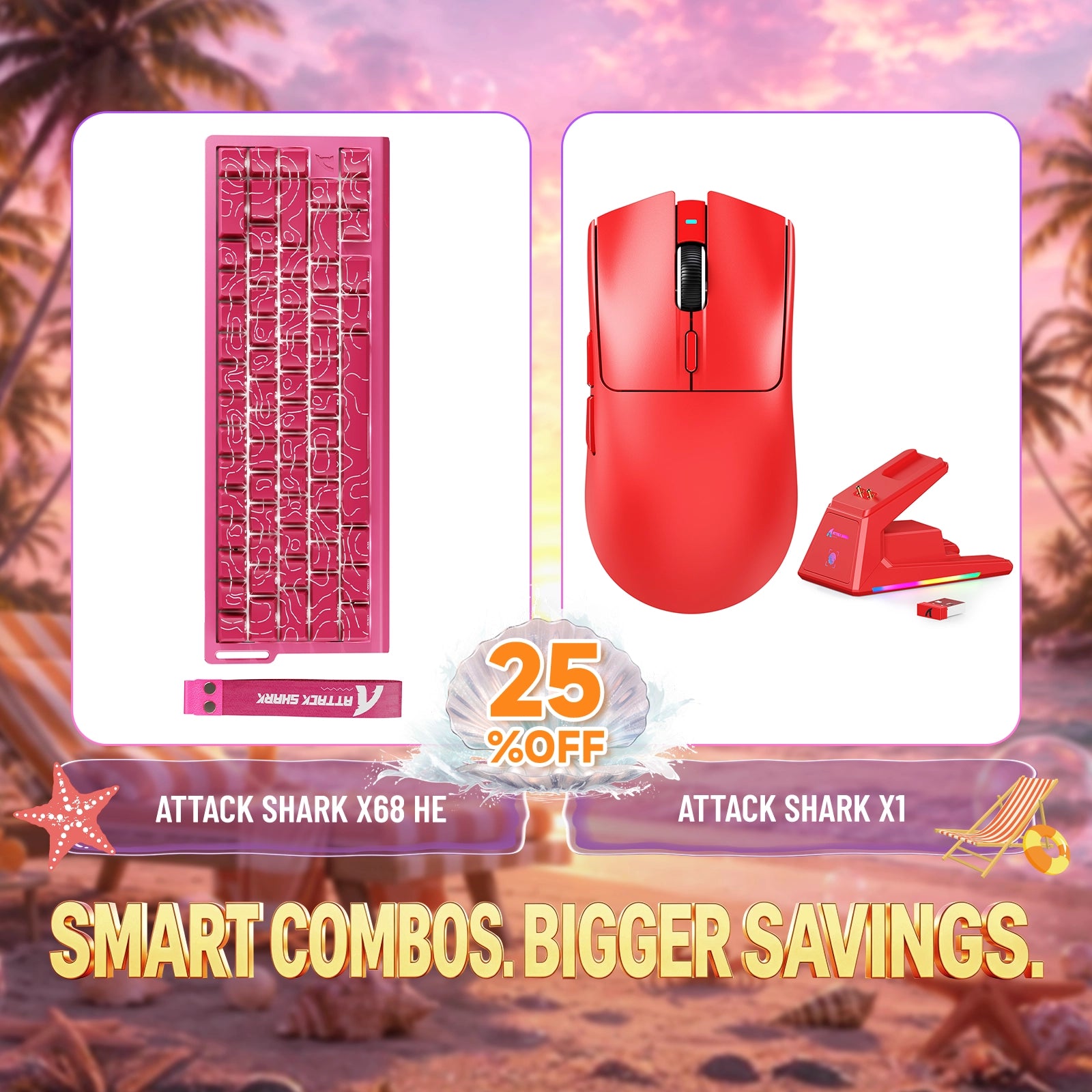 ATTACK SHARK X68HE ラピッドトリガーキーボード + X1 ワイヤレスゲーミングマウス バンドル