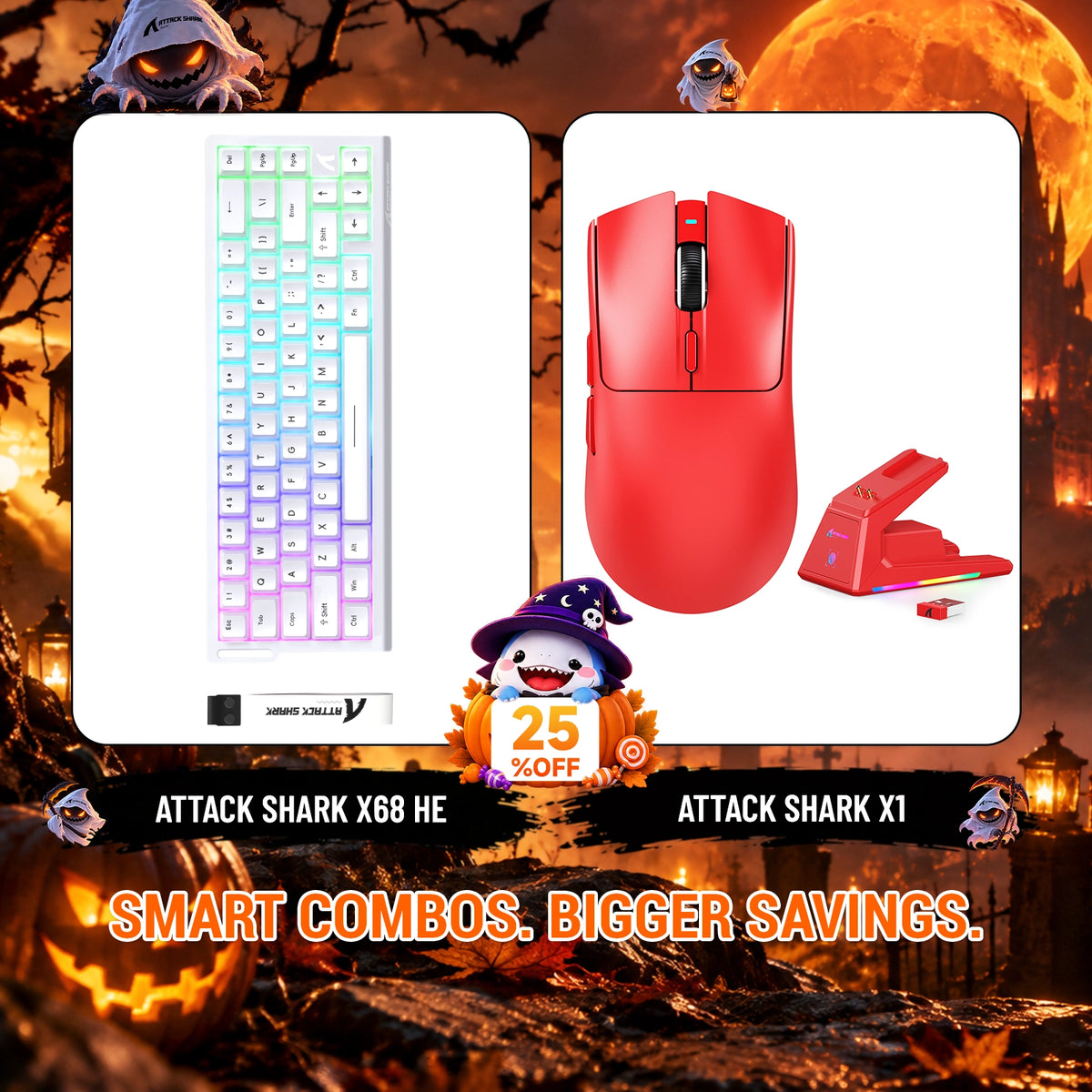 ATTACK SHARK X68HE ラピッドトリガーキーボード + X1 ワイヤレスゲーミングマウス バンドル