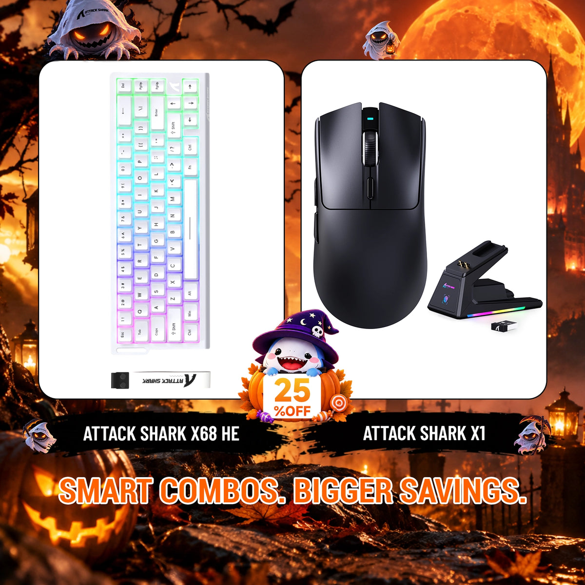 ATTACK SHARK X68HE ラピッドトリガーキーボード + X1 ワイヤレスゲーミングマウス バンドル