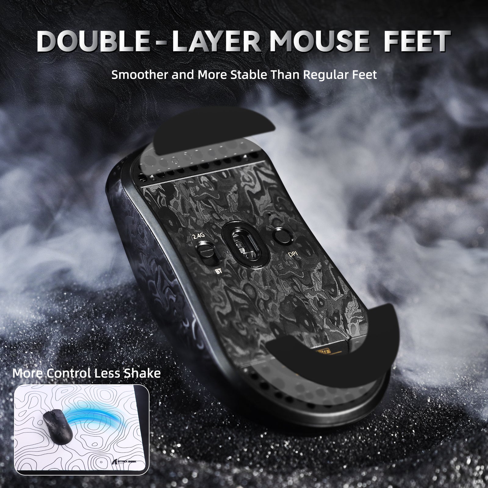 ATTACK SHARK R11 ULTRA カーボンファイバー ワイヤレス 8K PAW3950MAX ゲーミングマウス（C06 Ultra LEDケーブル付き）