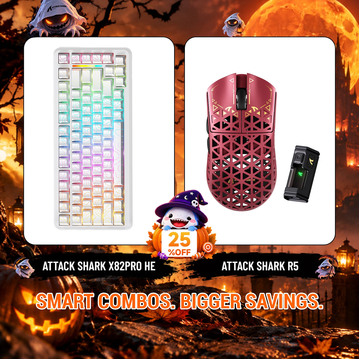 ATTACK SHARK X82 PRO HE ラピッドトリガーキーボード＋R5 カーボンファイバー製ワイヤレスゲーミングマウスセット