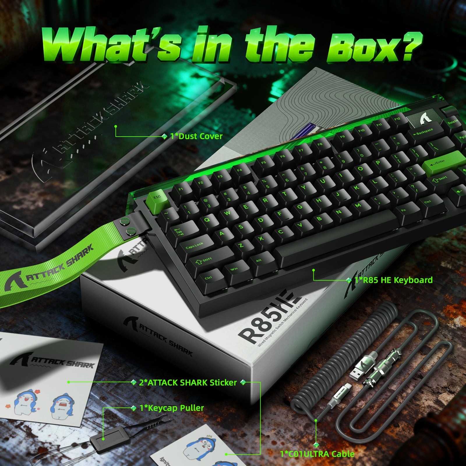 ATTACK SHARK R85 HE Rapid Trigger Keyboard with C01ULTRA LED Cable