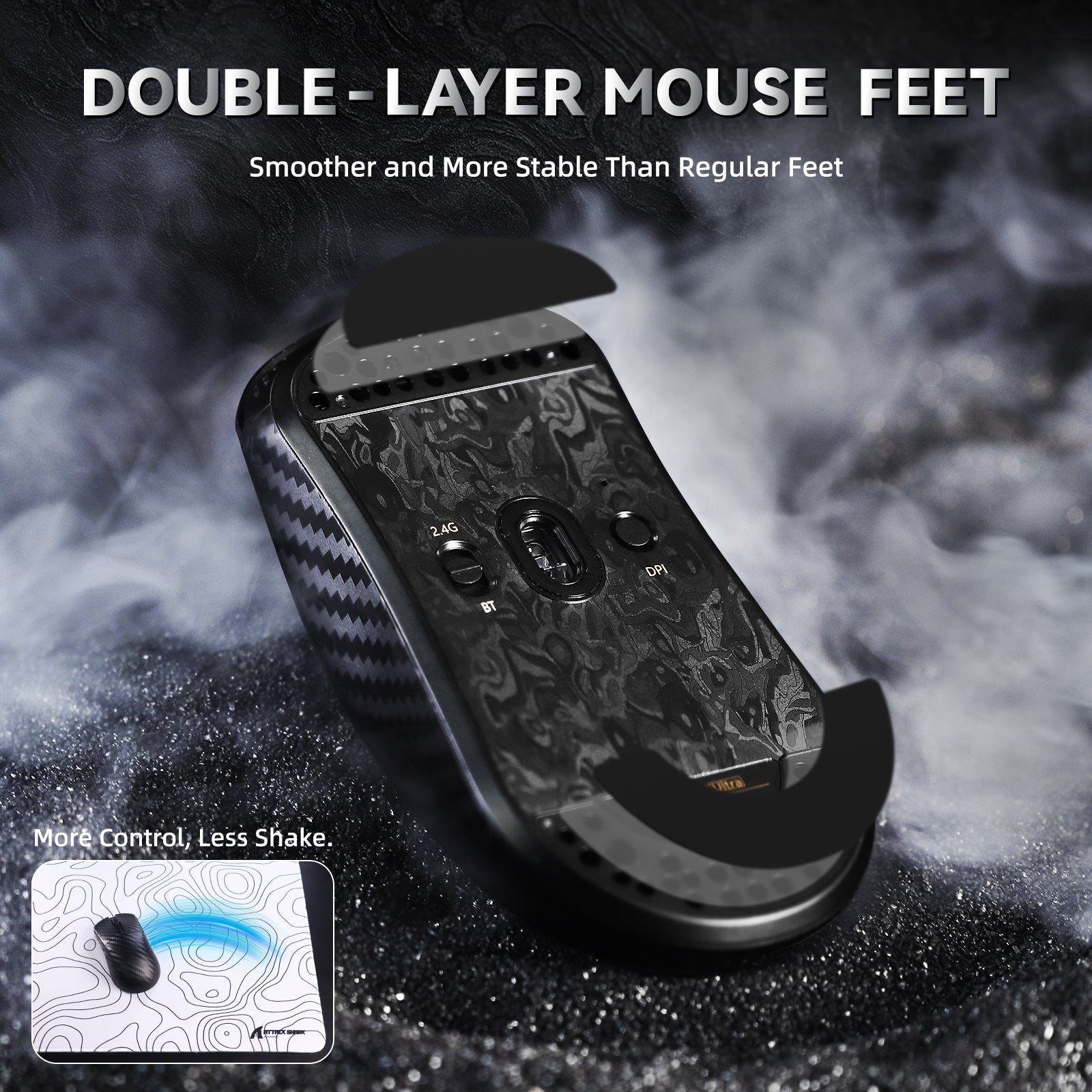 ATTACK SHARK R11 ULTRA カーボンファイバー ワイヤレス 8K PAW3950MAX ゲーミングマウス（C06 Ultra LEDケーブル付き）