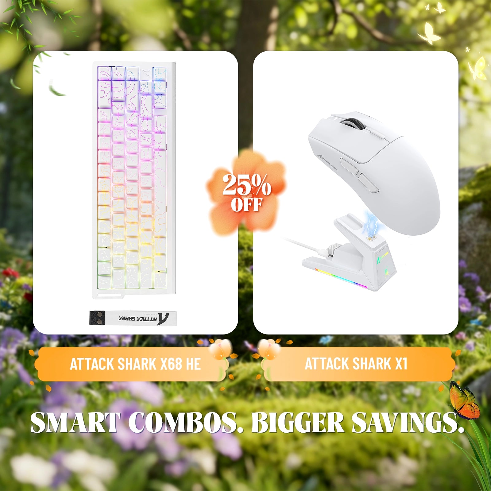 ATTACK SHARK X68HE ラピッドトリガーキーボード + X1 ワイヤレスゲーミングマウスバンドル