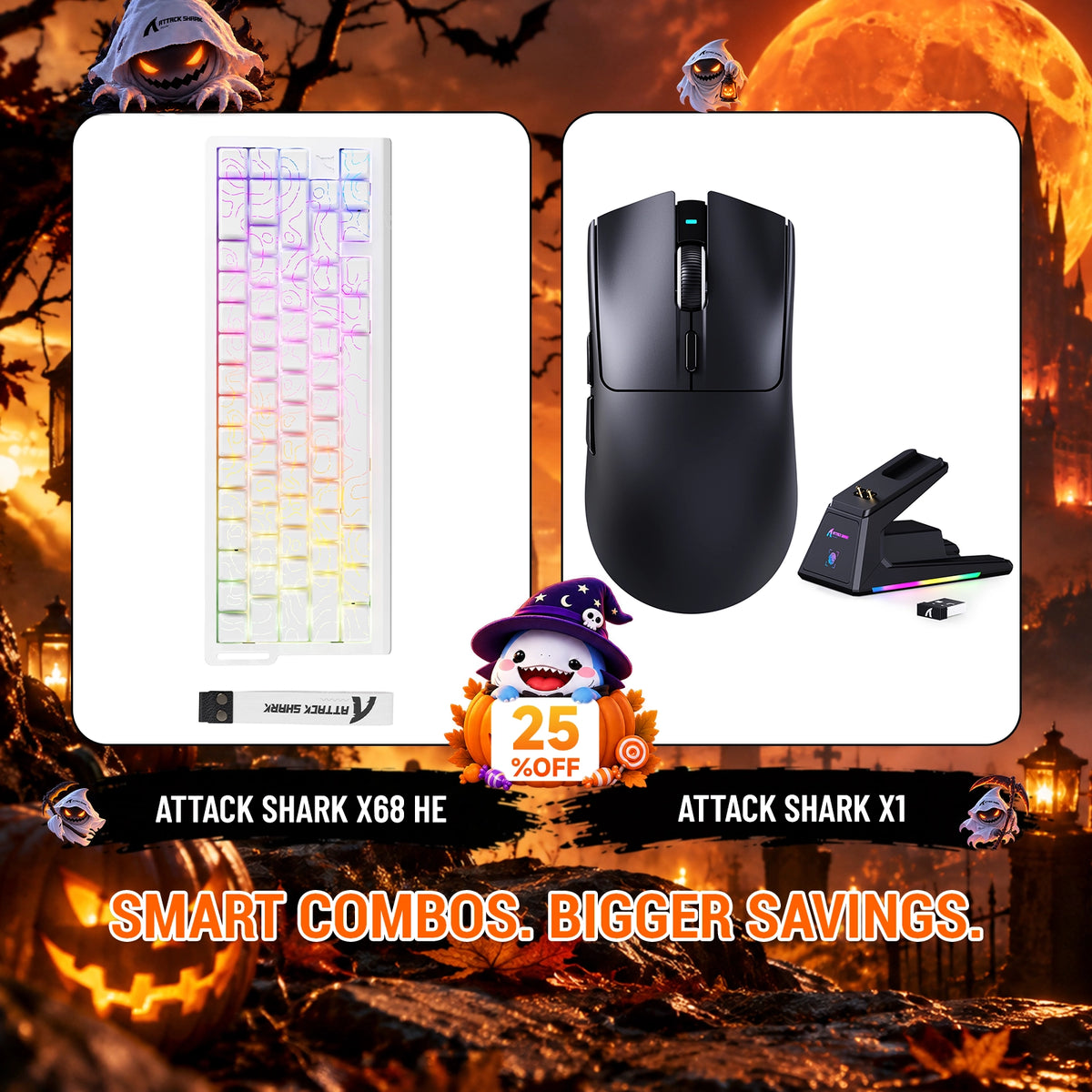 ATTACK SHARK X68HE ラピッドトリガーキーボード + X1 ワイヤレスゲーミングマウス バンドル