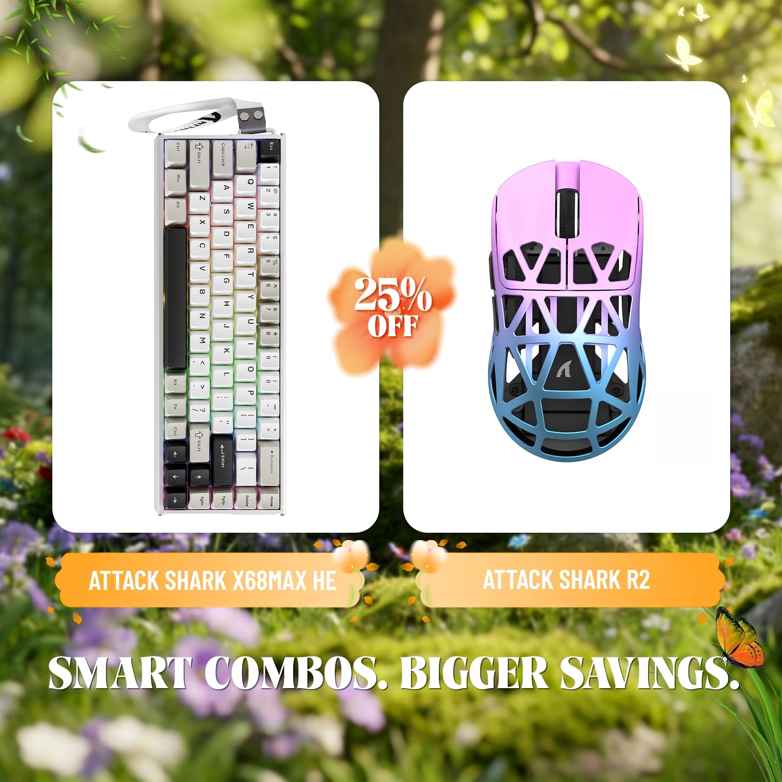 ATTACK SHARK X68MAX HE ラピッドトリガー アルミニウムキーボード + R2 マグネシウム合金ワイヤレスゲーミングマウスバンドル