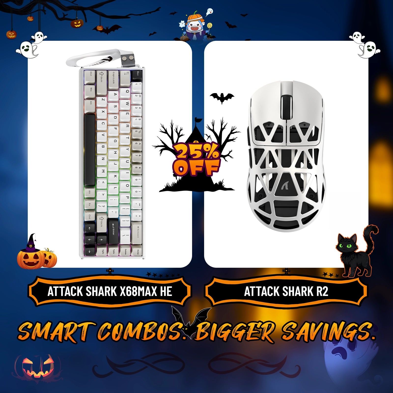 ATTACK SHARK X68MAX HE ラピッドトリガー アルミニウムキーボード + R2 マグネシウム合金ワイヤレスゲーミングマウスバンドル