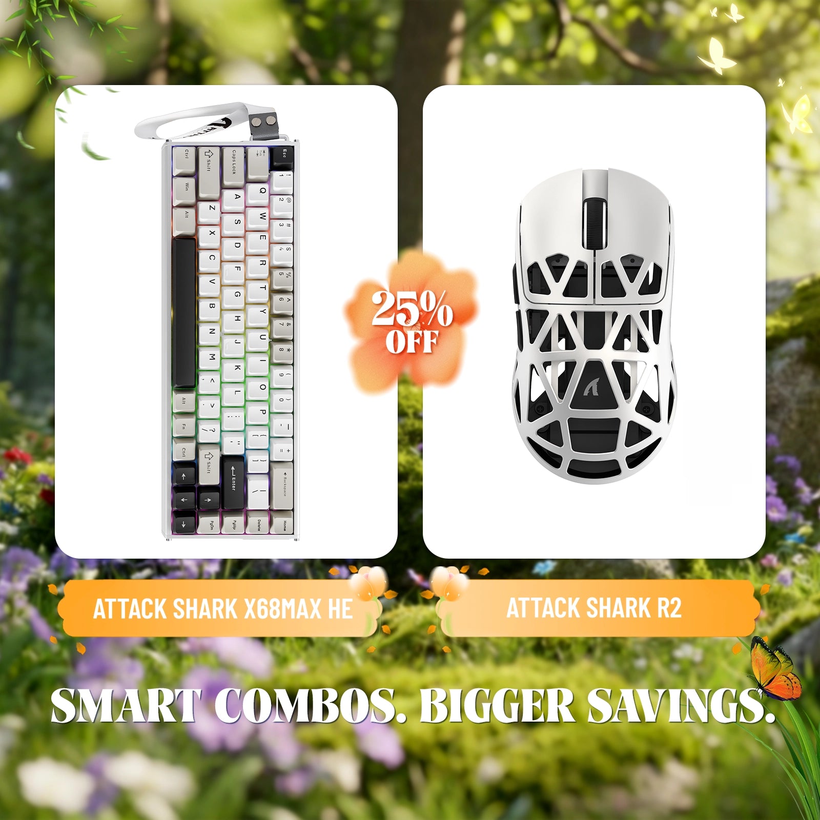 ATTACK SHARK X68MAX HE ラピッドトリガー アルミニウムキーボード + R2 マグネシウム合金ワイヤレスゲーミングマウスバンドル