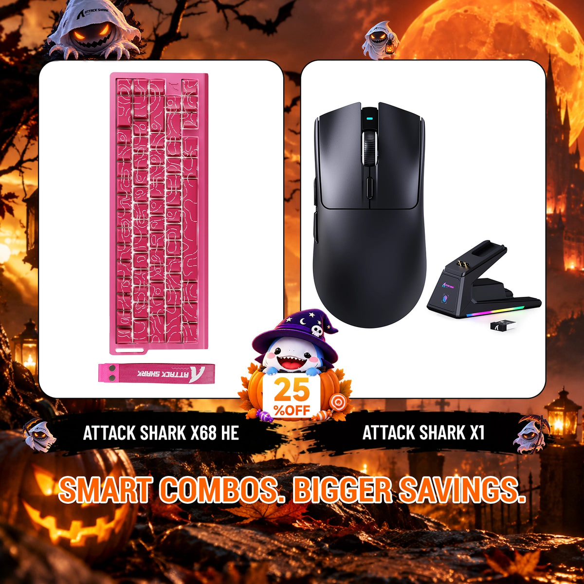 ATTACK SHARK X68HE ラピッドトリガーキーボード + X1 ワイヤレスゲーミングマウス バンドル
