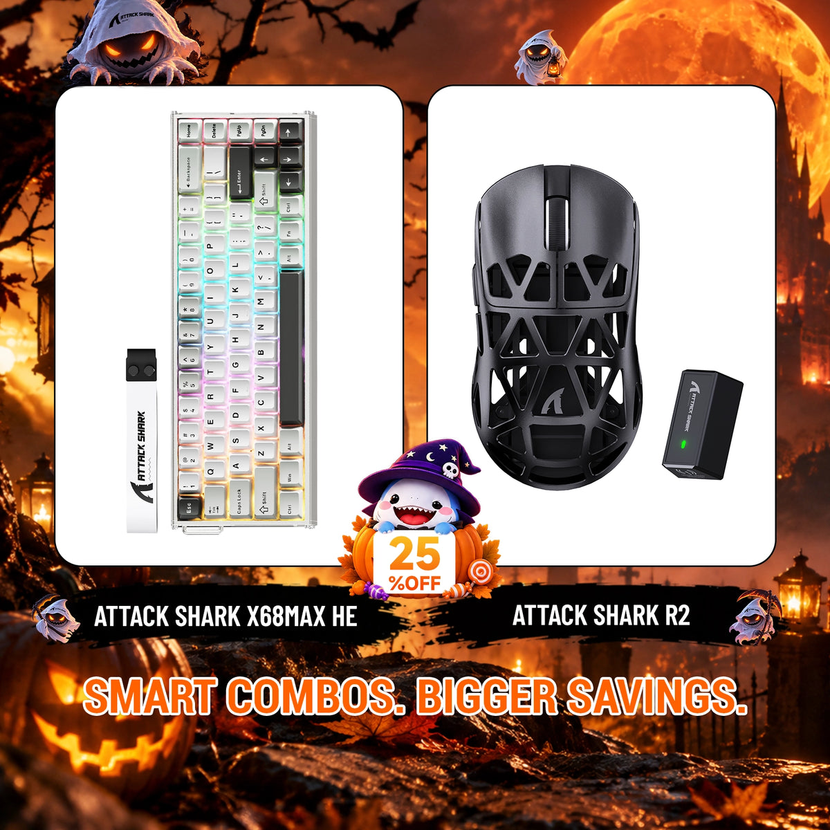 ATTACK SHARK X68 MAX HE ラピッドトリガー アルミニウムキーボード＋R2 マグネシウム合金ワイヤレスゲーミングマウスセット
