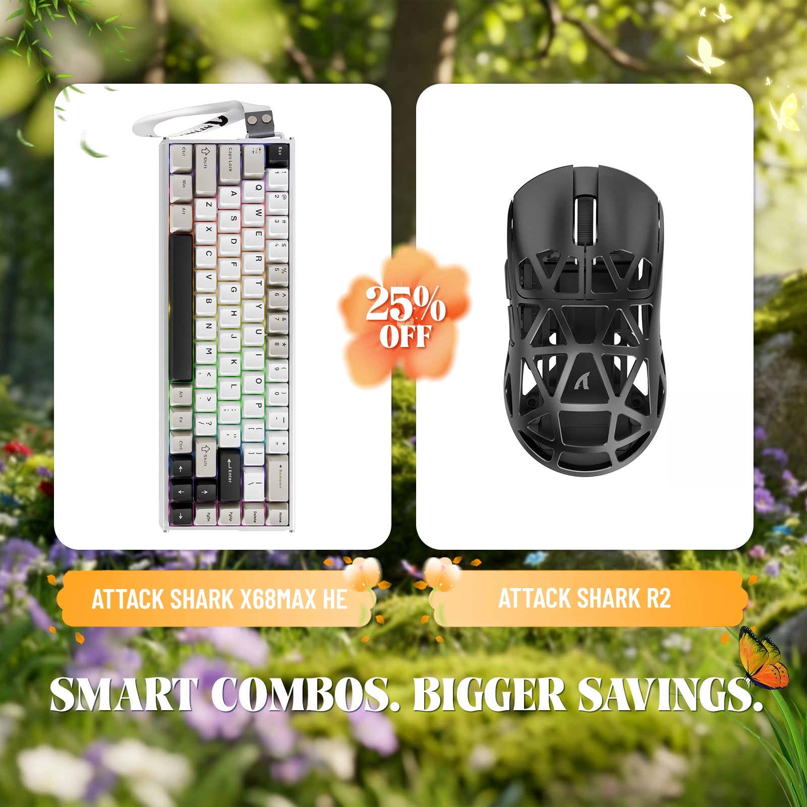 ATTACK SHARK X68MAX HE ラピッドトリガー アルミニウムキーボード + R2 マグネシウム合金ワイヤレスゲーミングマウスバンドル