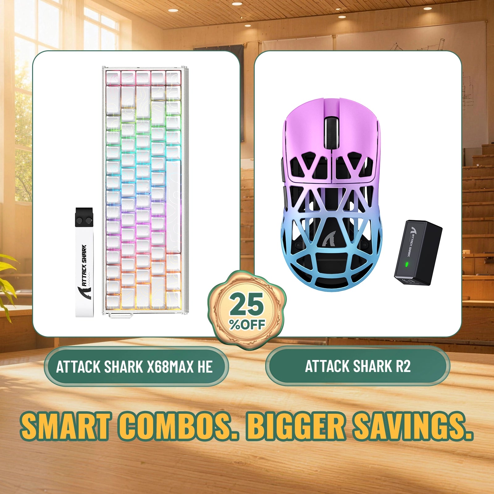 ATTACK SHARK X68MAX HE ラピッドトリガーアルミニウムキーボード + R2 マグネシウム合金ワイヤレスゲーミングマウス バンドル